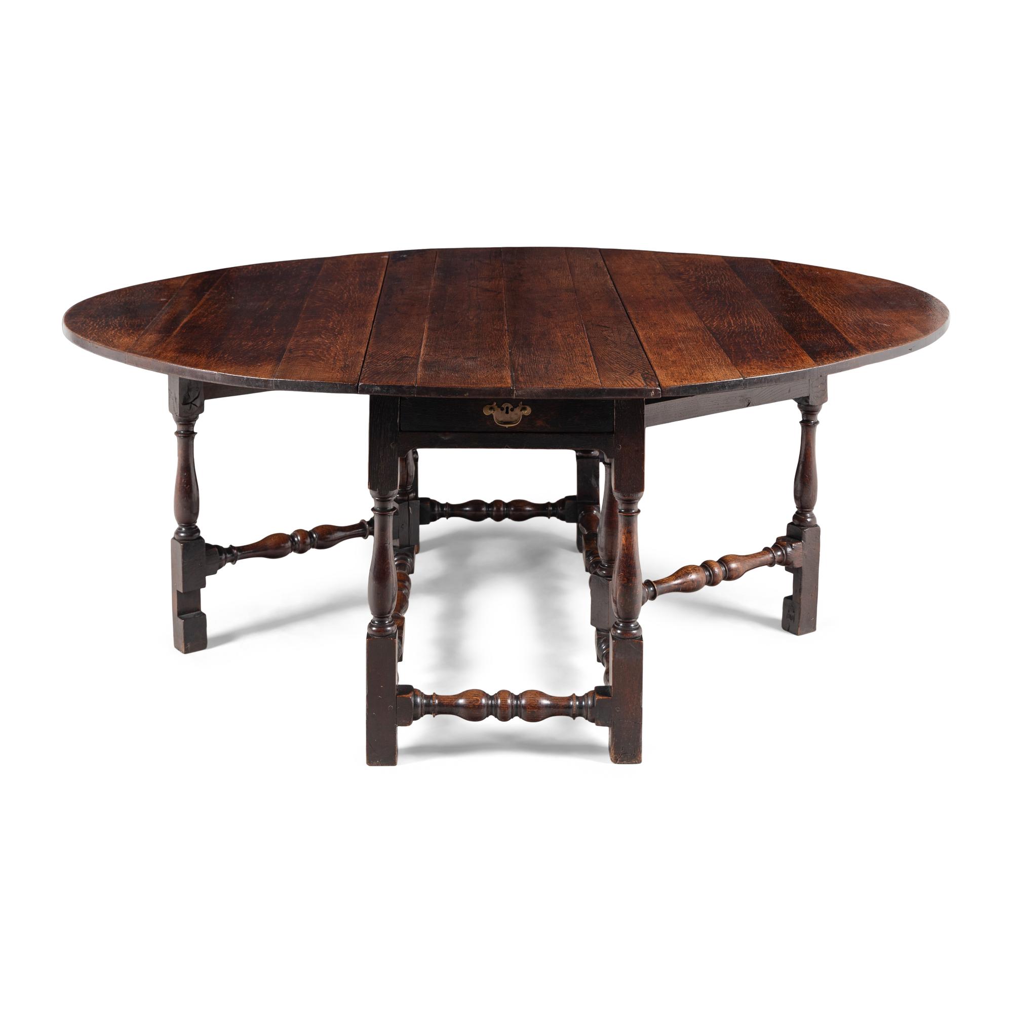 A Large English Oak Dropleaf Table