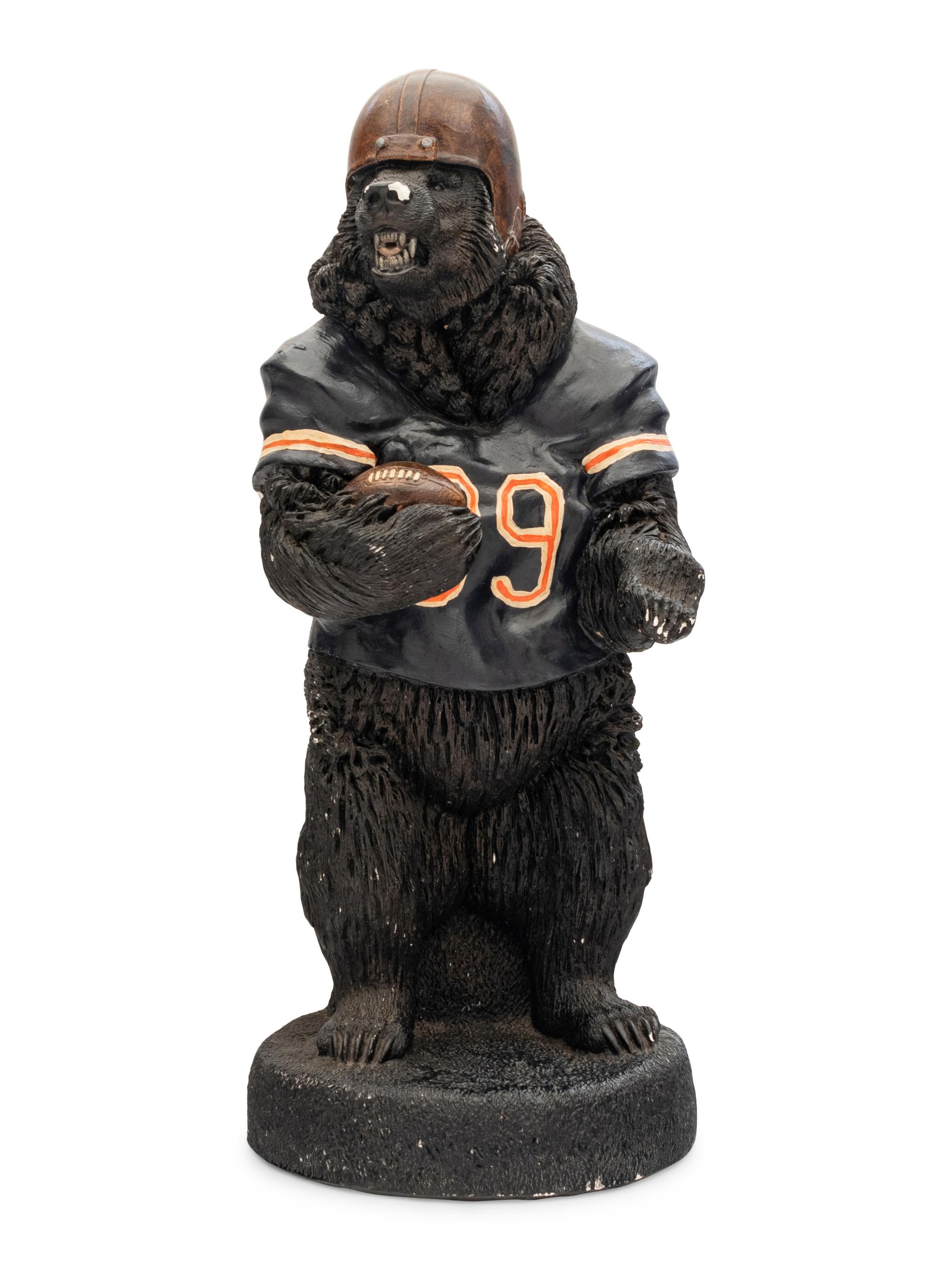 A Carved “Saint Ditka” Bear Head Decorative Piece Formerly Displayed at Mike Ditka's Restaurant