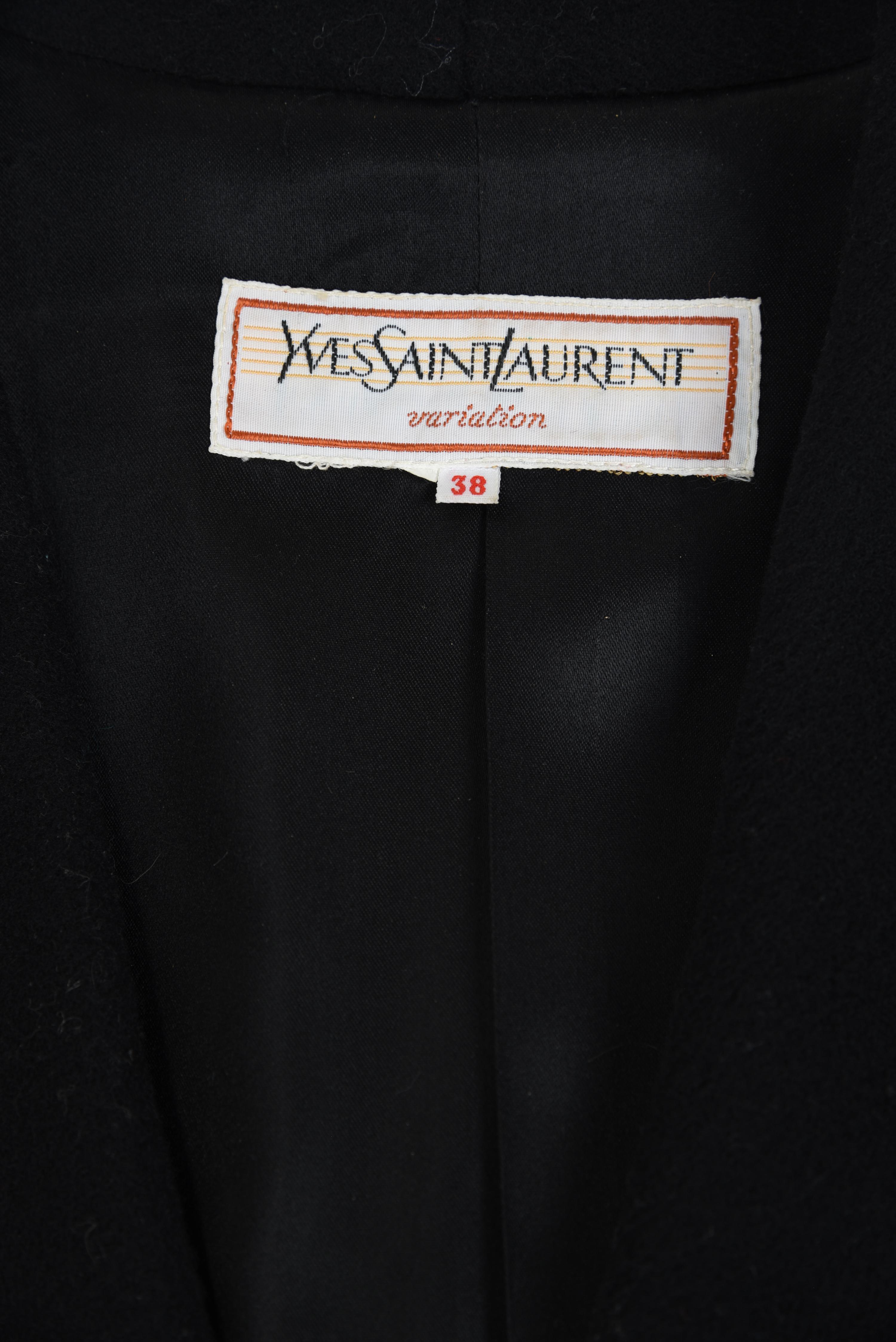 Two Outer Coats, One Unlabeled and One Yves Saint Laurent Wool Coat, 1980s