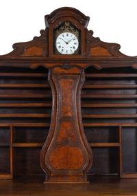 A French Provincial Burlwood Clock-Inset Serving Cabinet