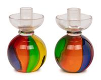 A Pair of Murano Glass Candlesticks