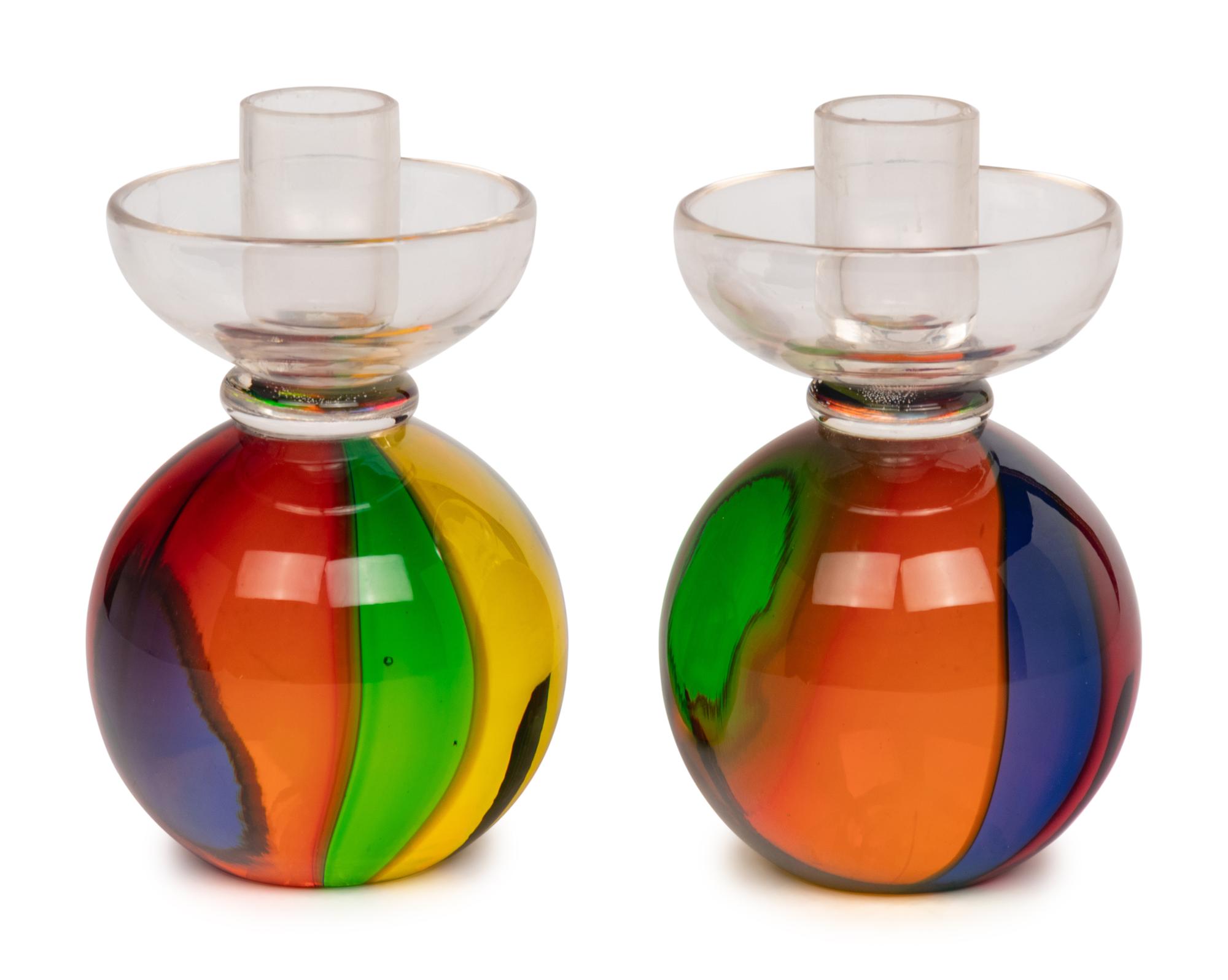 A Pair of Murano Glass Candlesticks