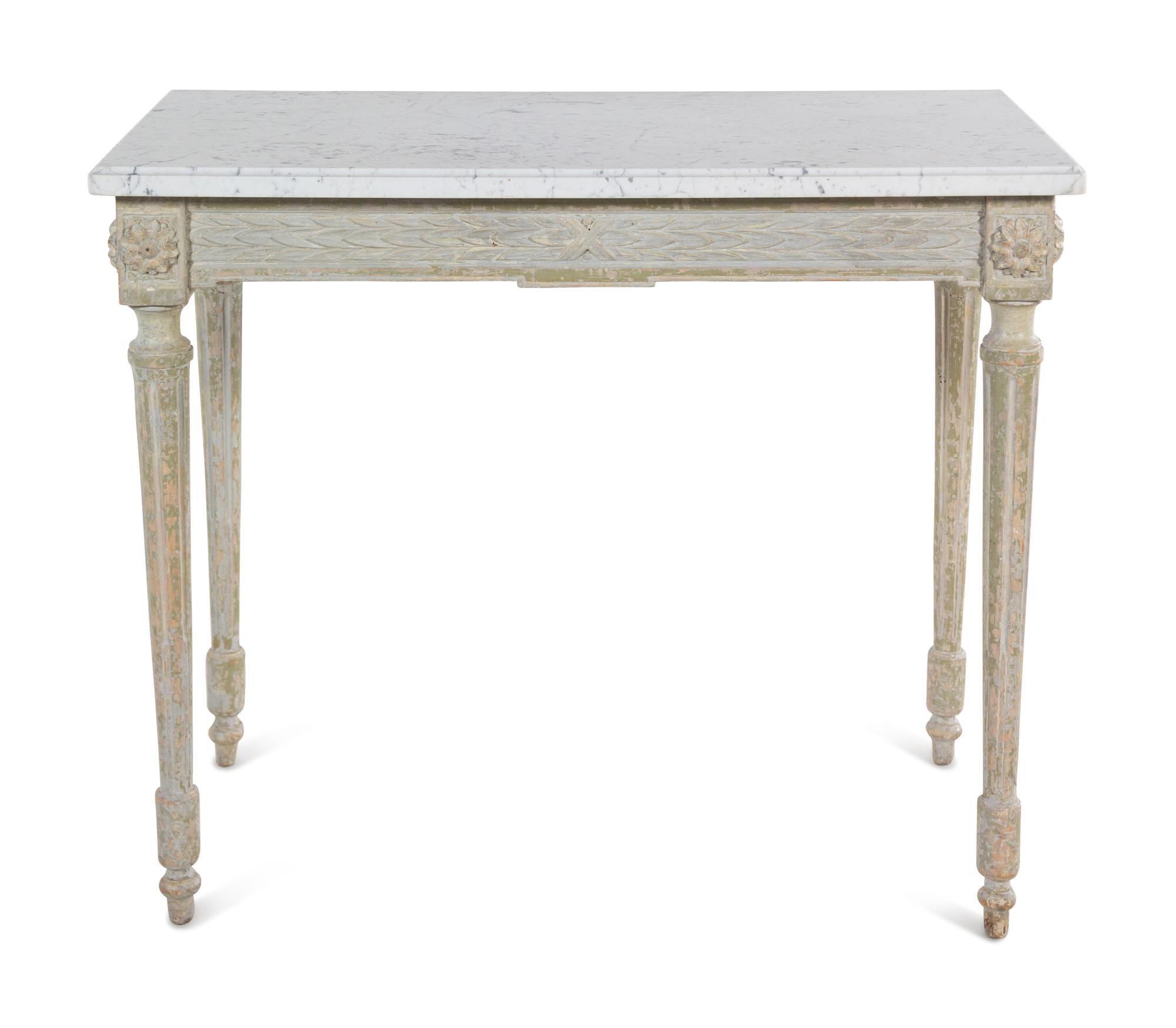 A Louis XVI Style Painted Marble-Top Table