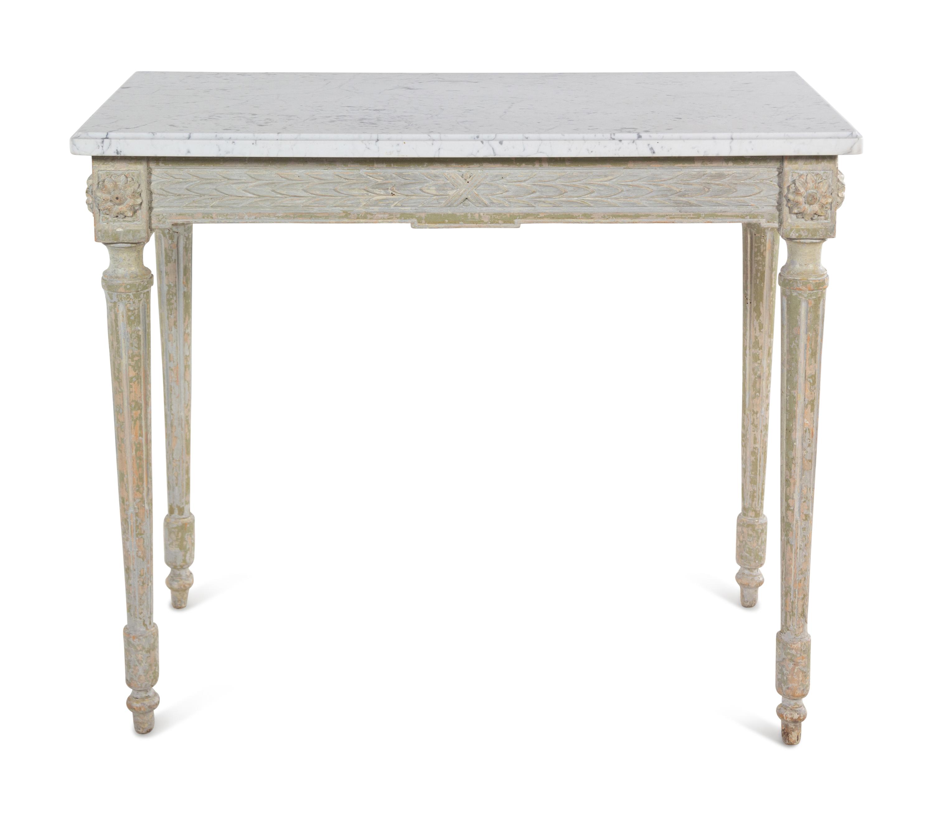 A Louis XVI Style Painted Marble-Top Table