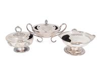 Three English Silver Plate Sauceboat-Form Spoon Warmers — 19TH CENTURY