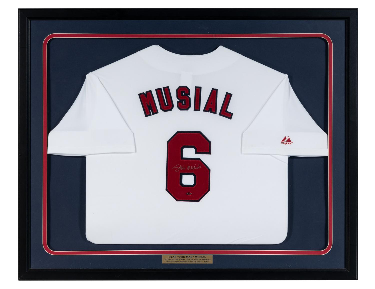 A Stan Musial Signed Autograph St. Louis Cardinals Jersey Display (Stan The Man Hologram)