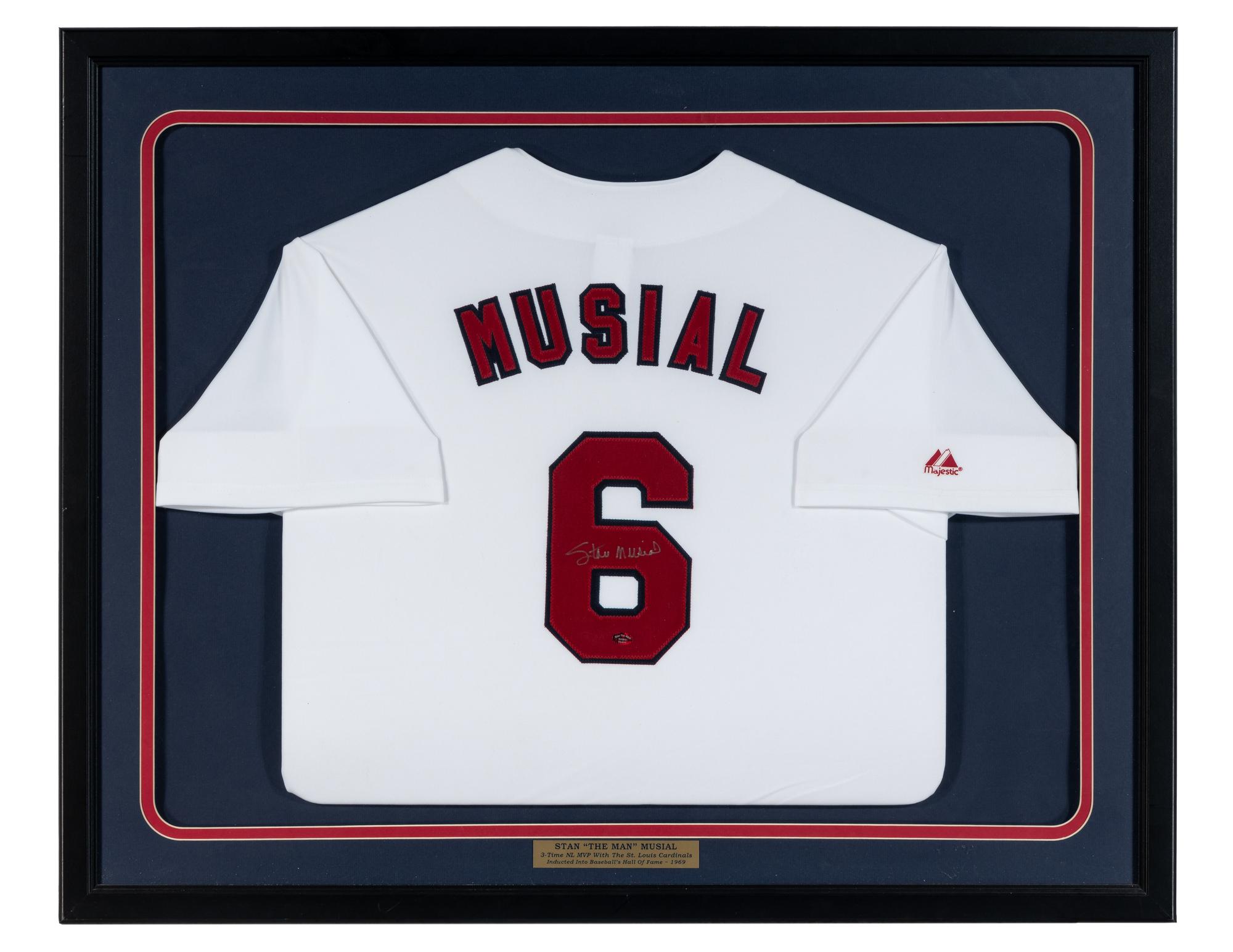 A Stan Musial Signed Autograph St. Louis Cardinals Jersey Display (Stan The Man Hologram)