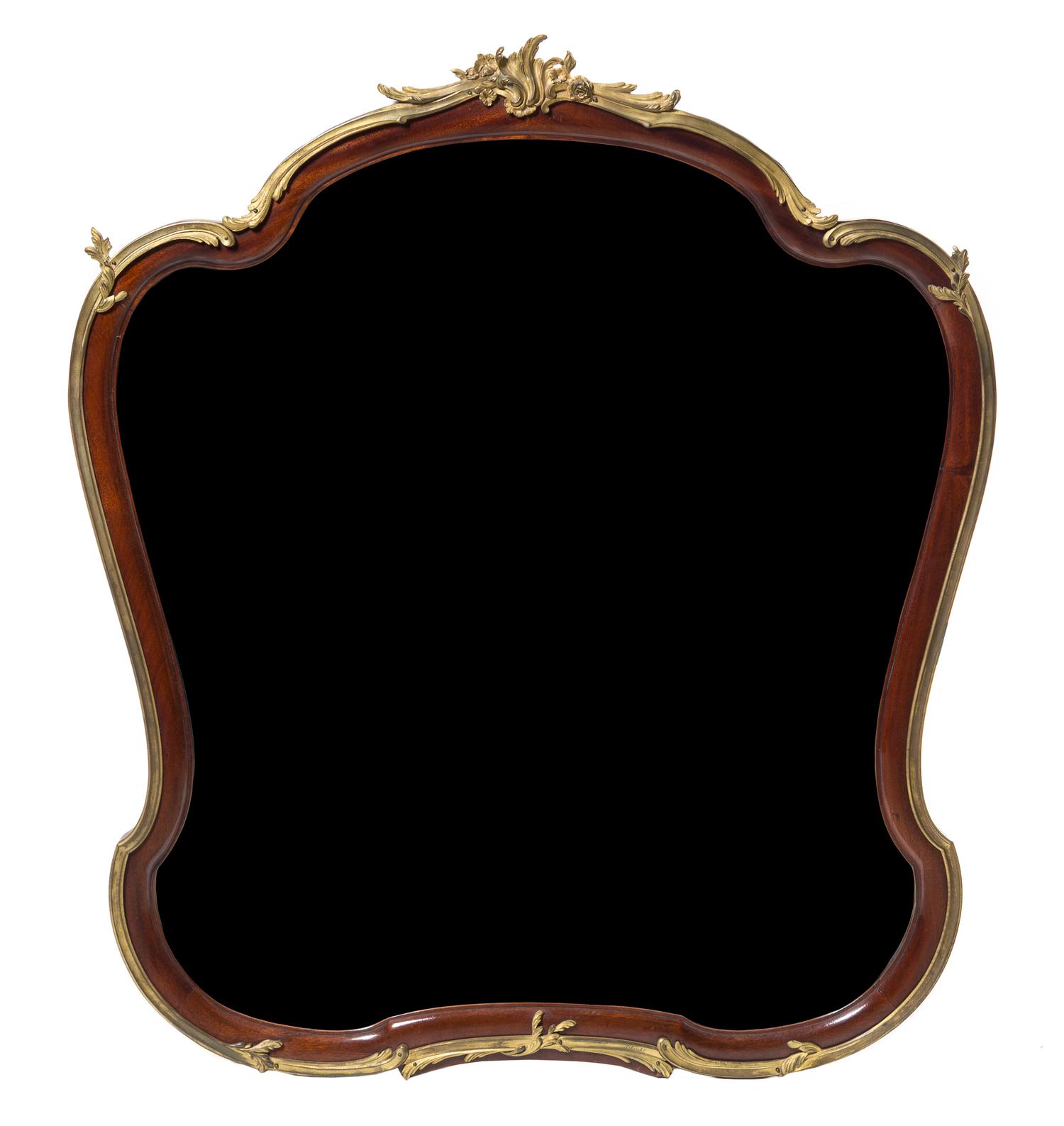 A Louis XV Style Gilt Bronze Mounted Mahogany Mirror Height 36 x width 37 inches. — FRANCOIS LINKE, LATE 19TH CENTURY