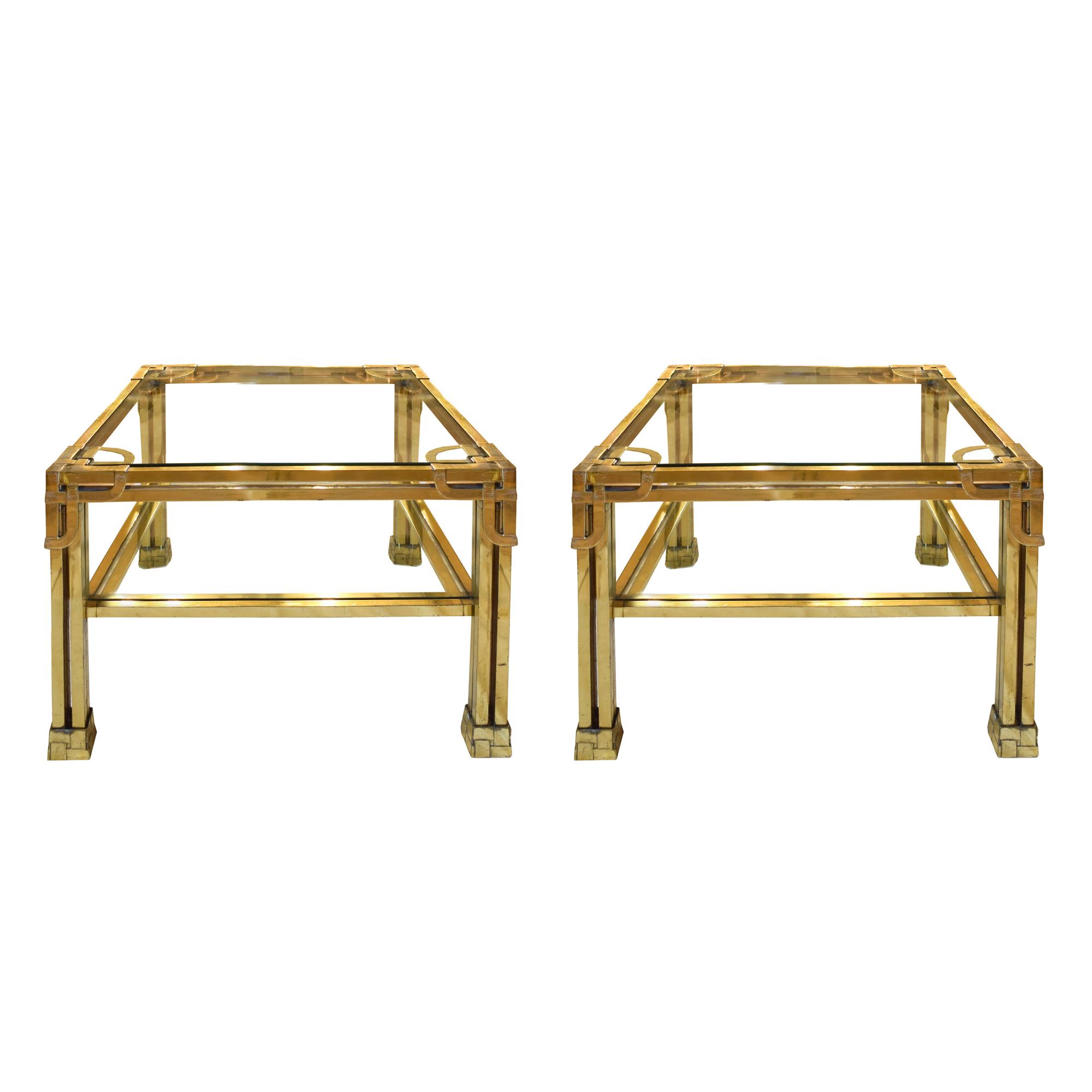 A Brass and Glass Cocktail Table 27.75" W x 27.75" D x 18.75" H — France, 20th Century