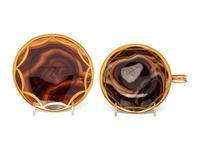 A Set of Six 18-Karat Gold Mounted Agate Cups and Saucers