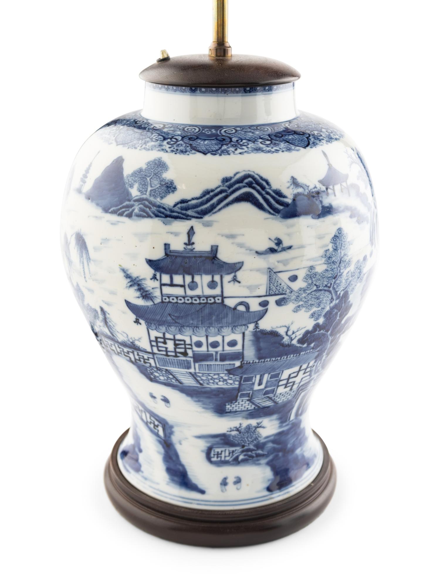 Two Chinese Export Blue and White Porcelain Jars