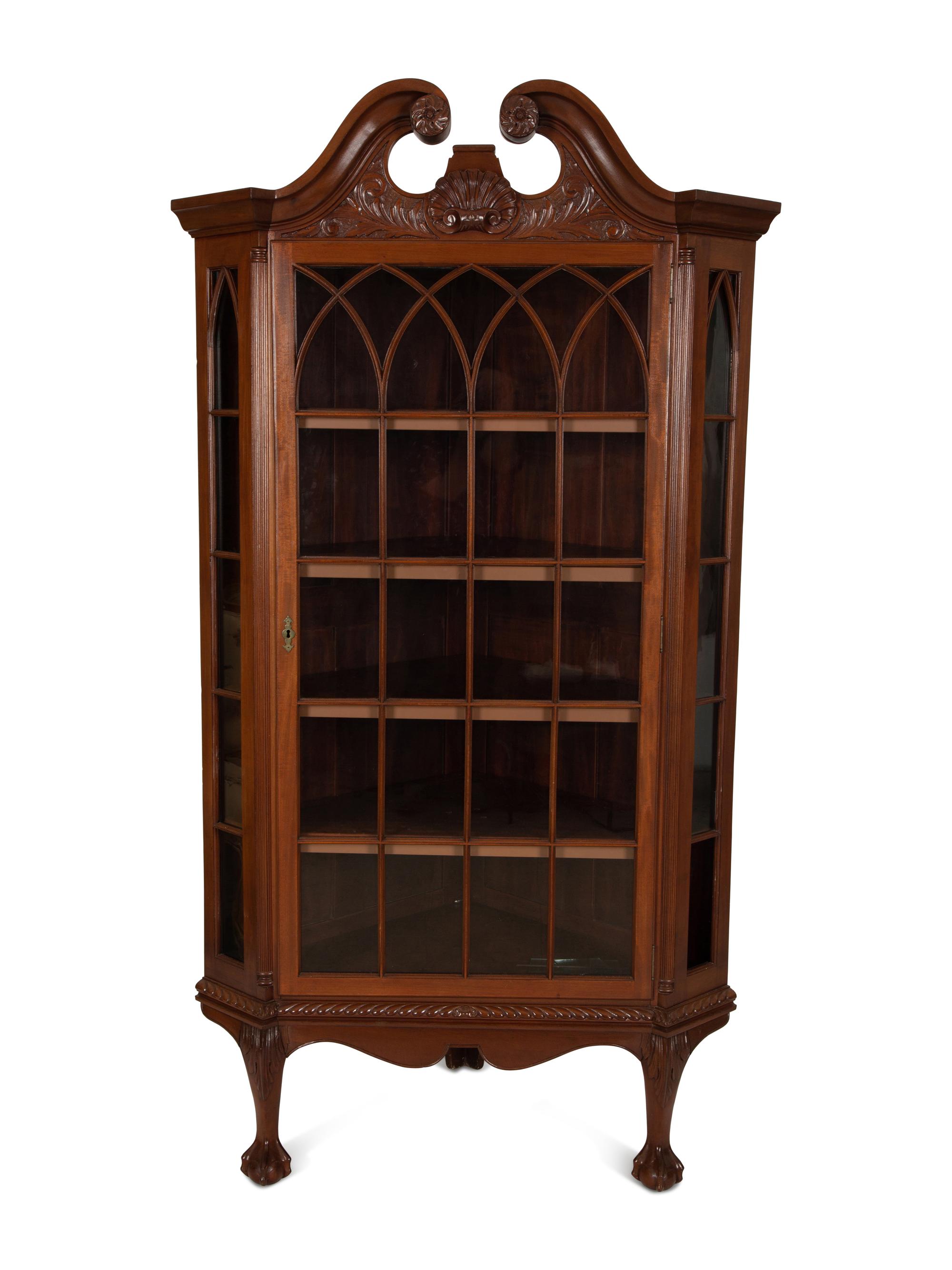 A Chippendale Style Mahogany Corner Cabinet