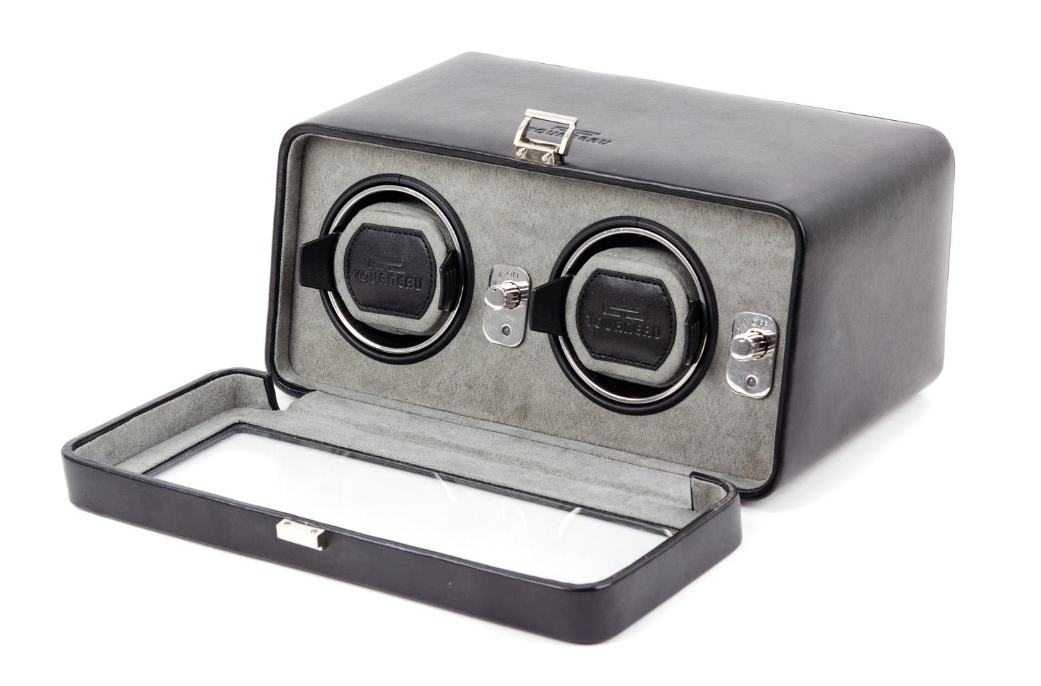 A Wolf Dual Operation Watch Winder Height of case 8 x width 11 1/2 x depth 5 1/2 inches. — LATE 20TH CENTURY