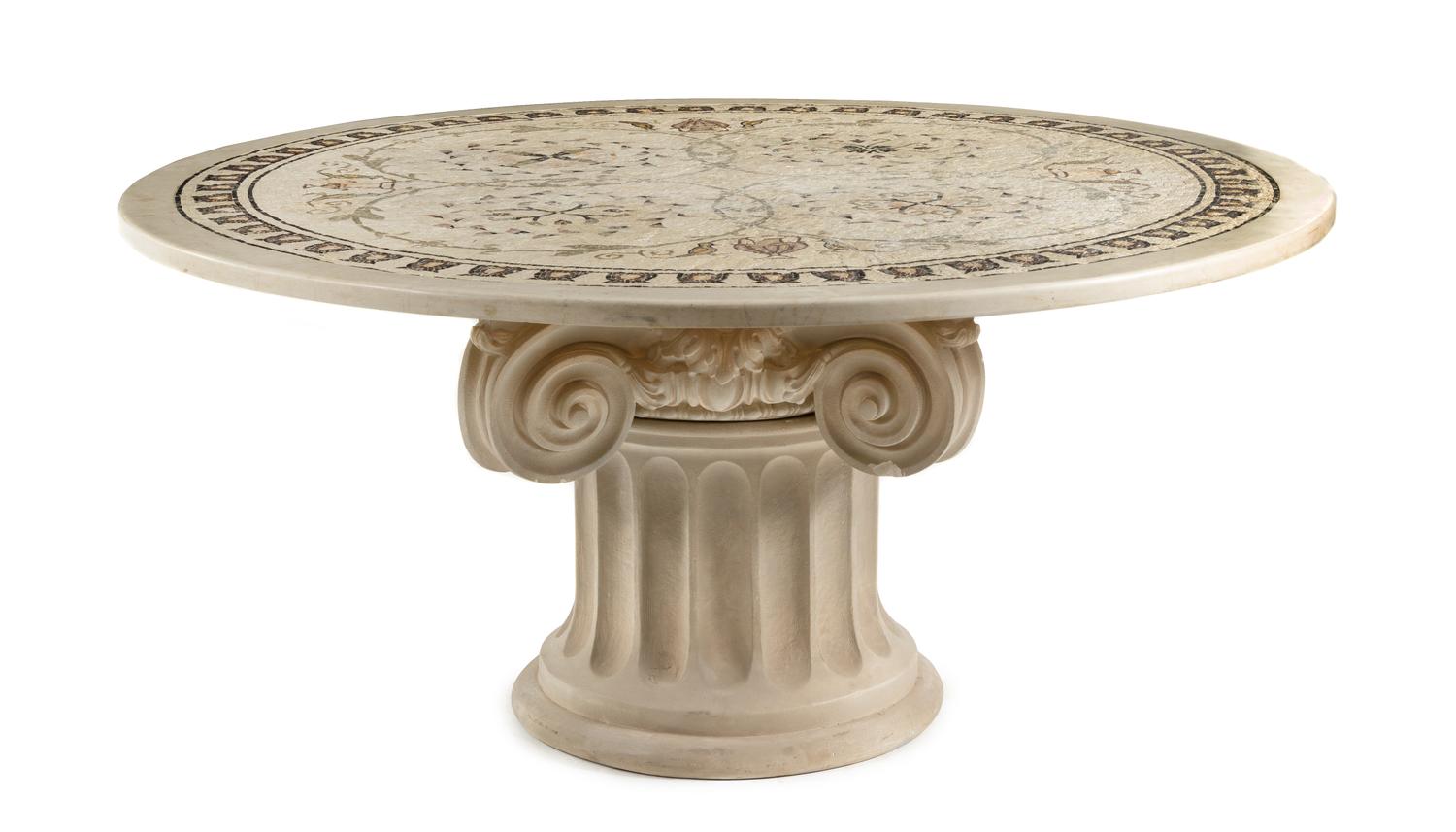 An Italian Mosaic Table Diameter of top 65 1/2 inches. — 20TH CENTURY