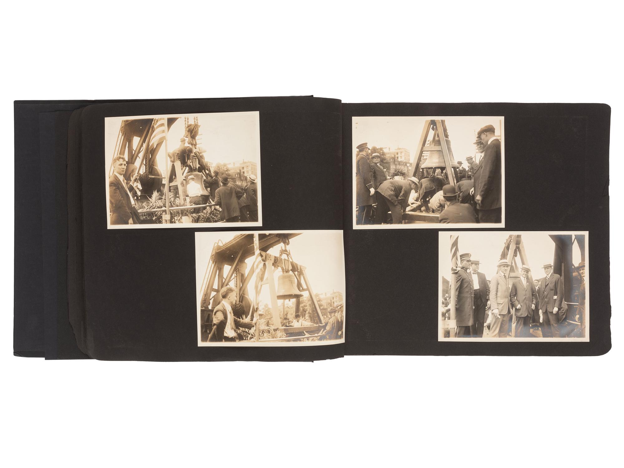 Americana Album containing approx. 350 photographs documenting the journey of the Liberty Bell from Philadelphia to San Francisco for the Panama-Pacific Exposition. 1915.