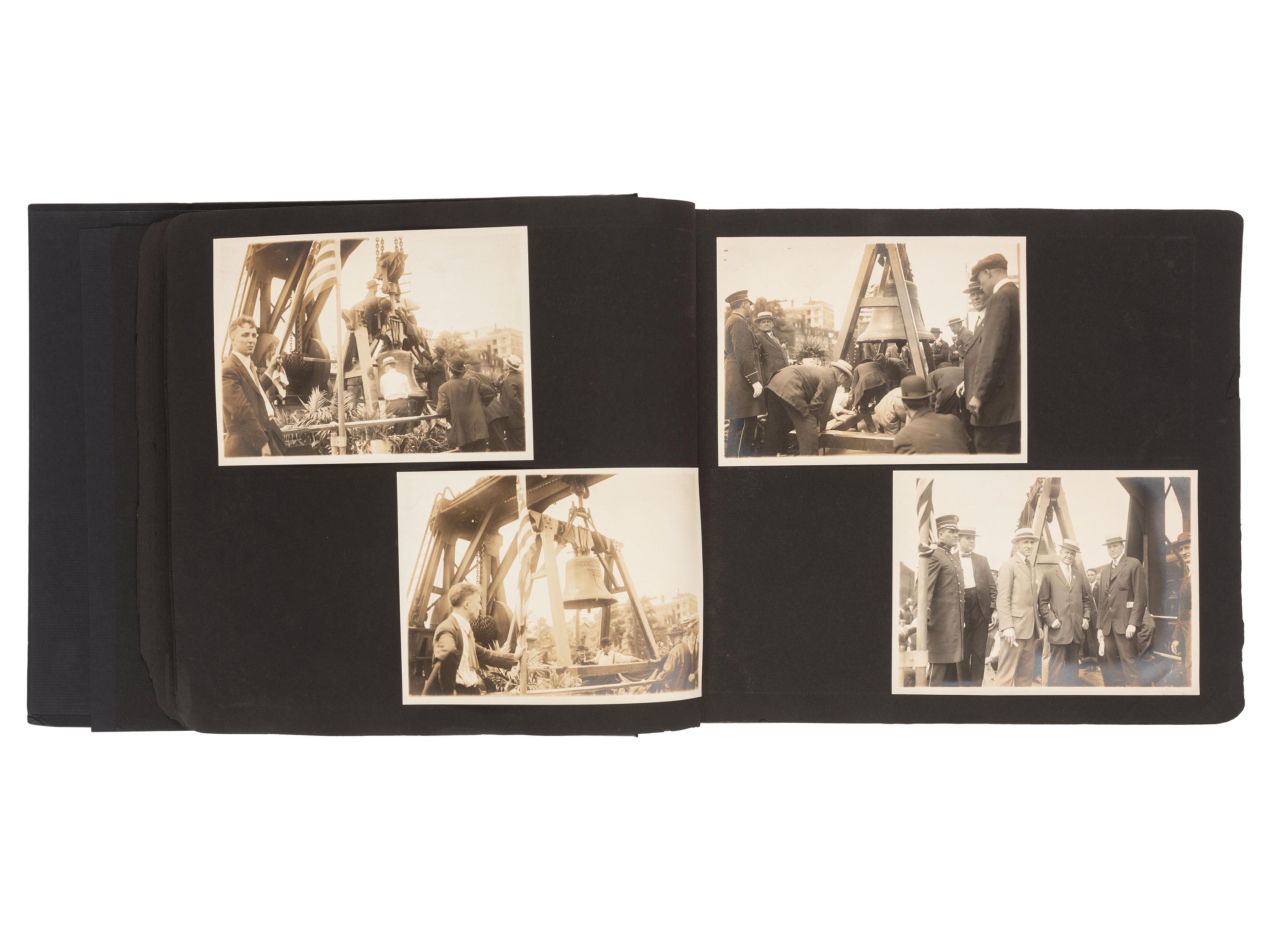 Americana Album containing approx. 350 photographs documenting the journey of the Liberty Bell from Philadelphia to San Francisco for the Panama-Pacific Exposition. 1915.