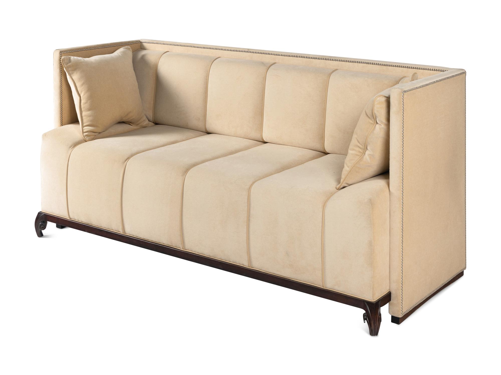 A Custom Velvet-Upholstered Sofa