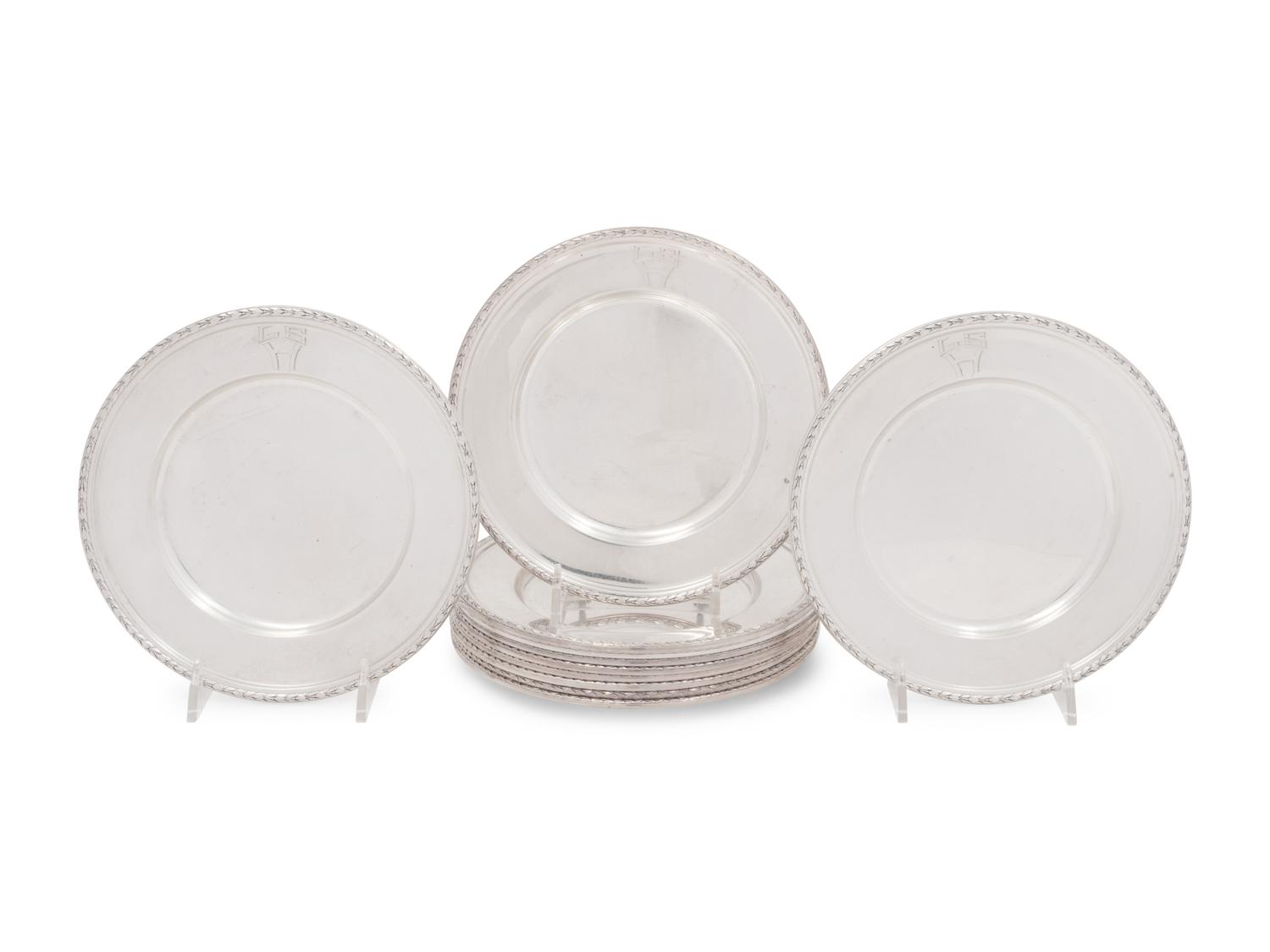 A Set of Twelve American Silver Bread Plates