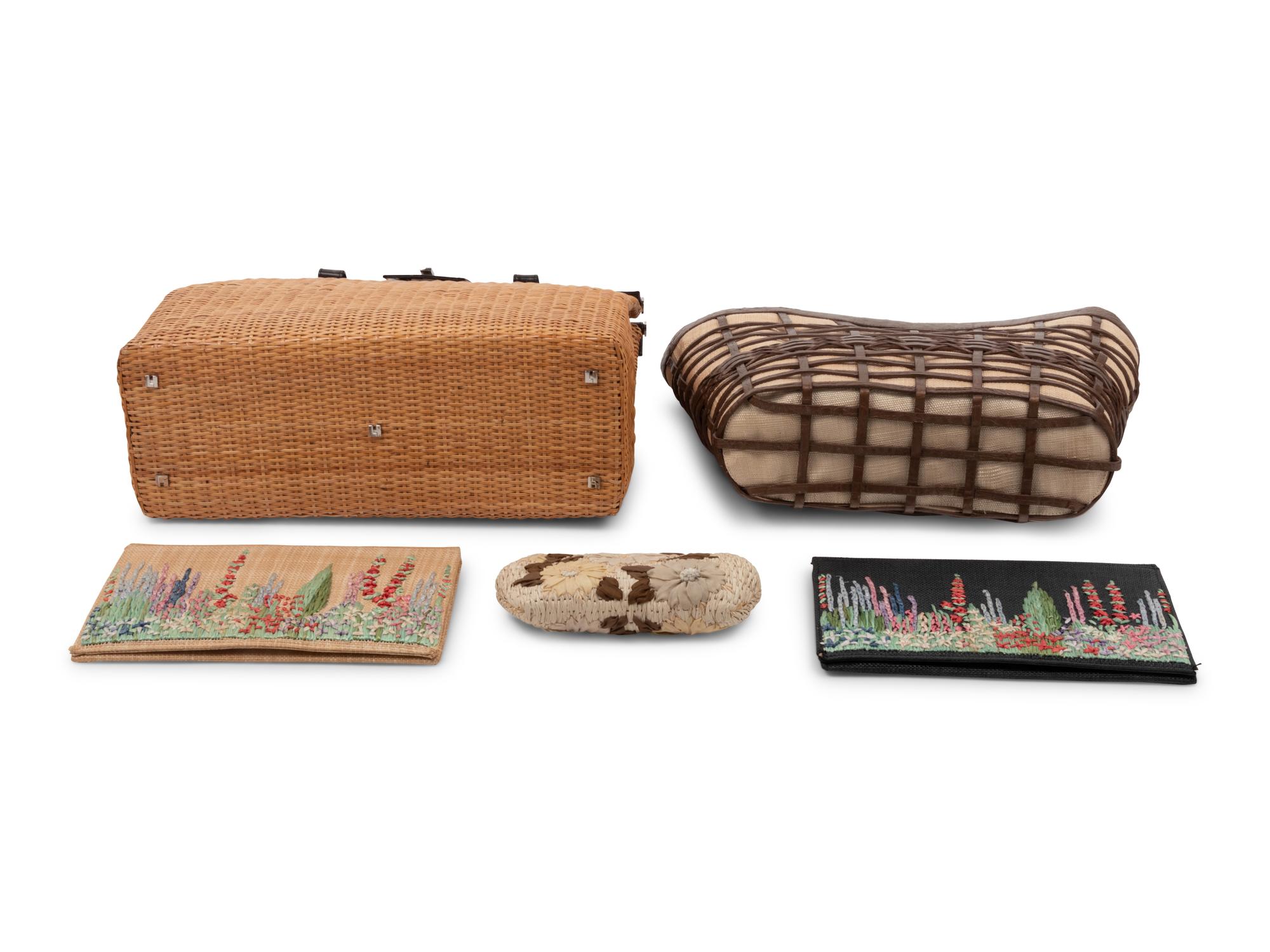 Five Designer Hand Bags: One Lambertson Truex, One Nancy Gonzalez, Two Lulu Guinness, One Valentino