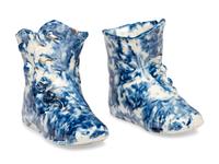 A Pair of Miniature Spongeware Boots