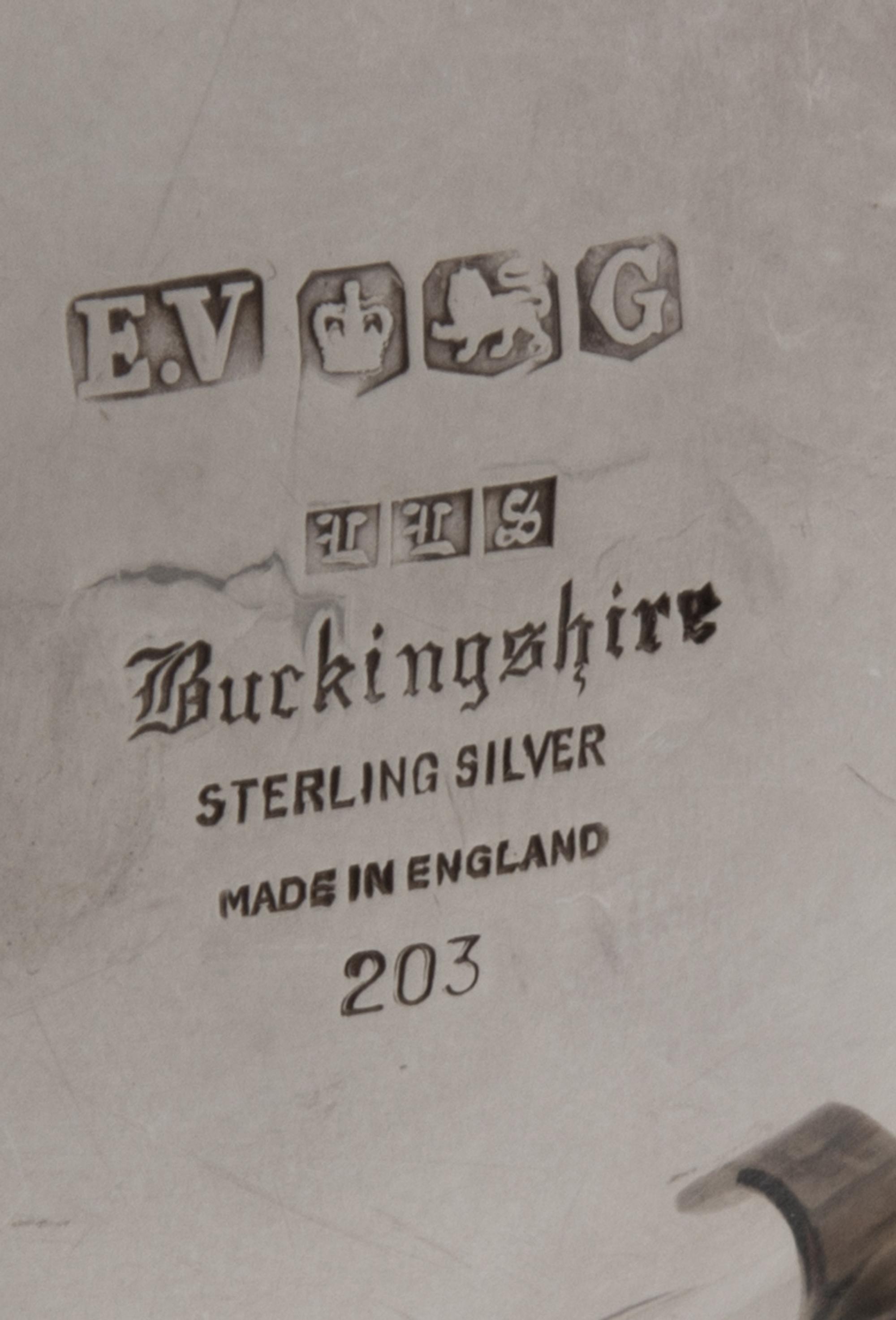 A Pair of English Silver Sauce Boats, Edward Viner Ltd., Sheffield, 1949, Buckingshire pattern, with ladle and underdish.