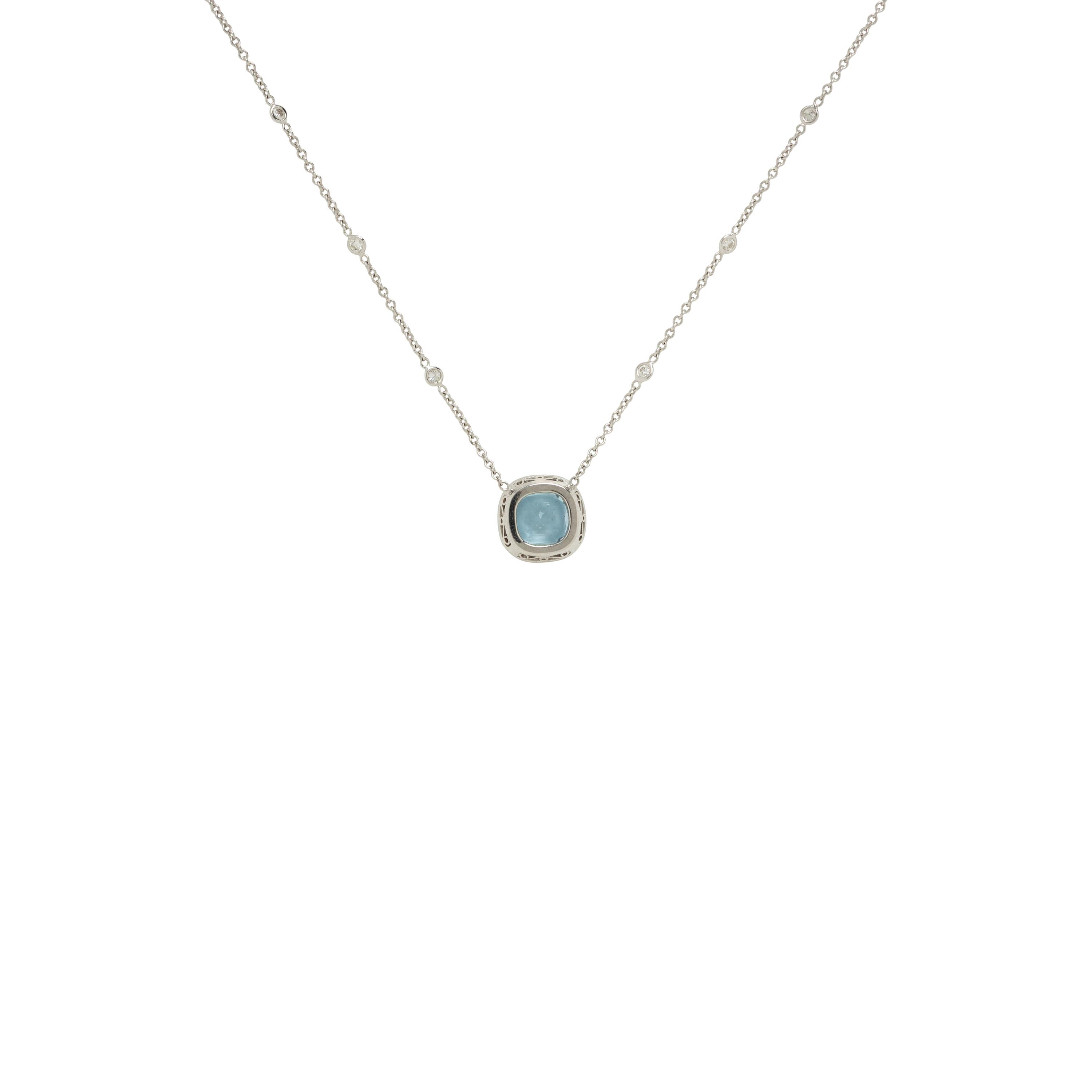 Penny Preville, Aquamarine, Diamond, and White Gold Pendant Necklace