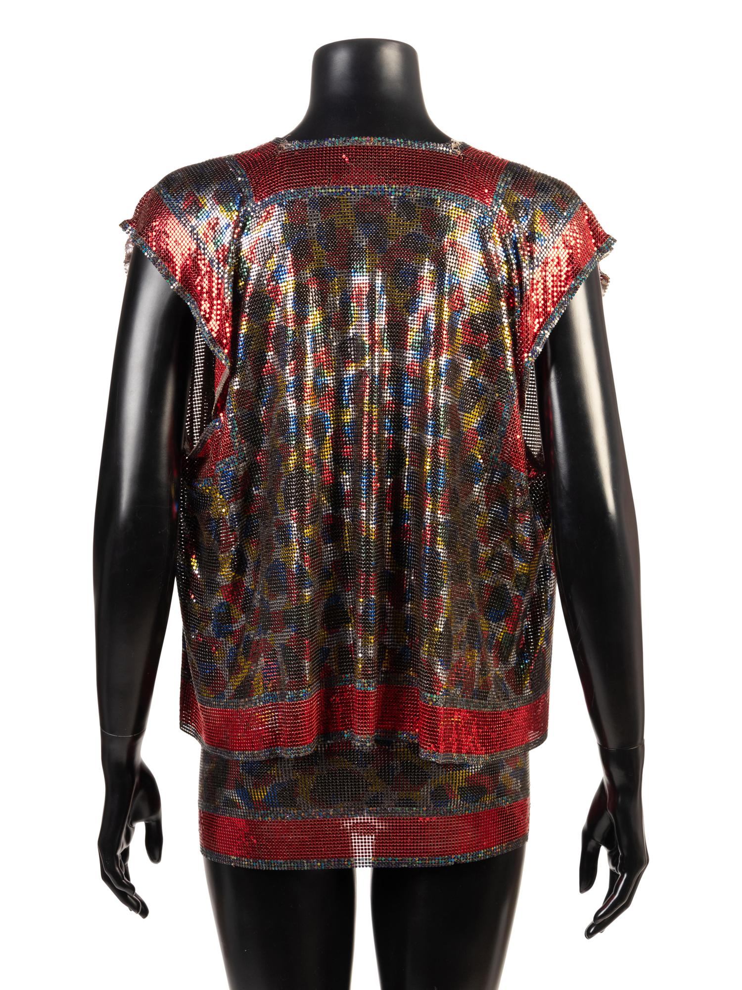 Paco Rabanne Printed Metal Vest and Belt, 1960-80s