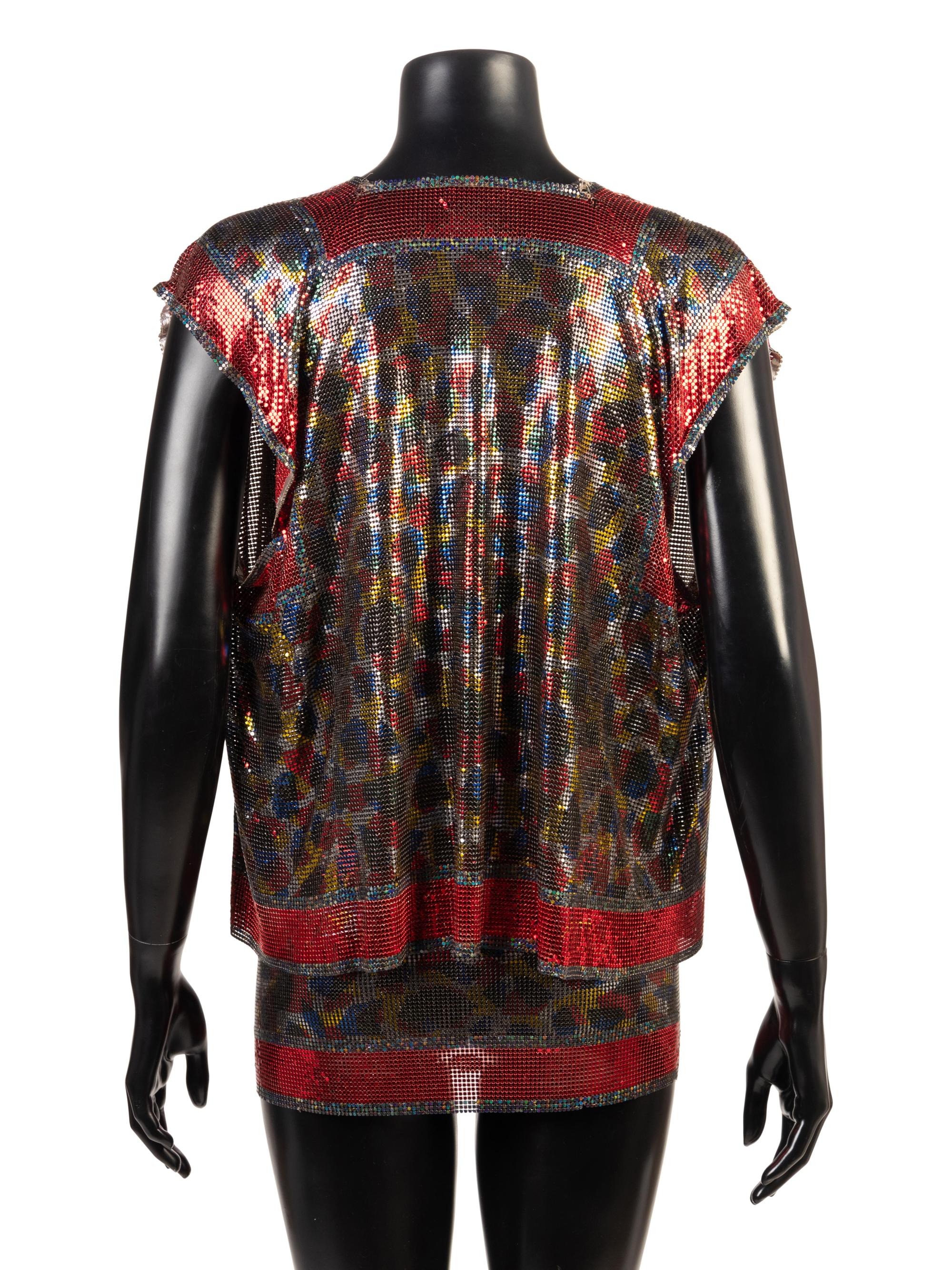 Paco Rabanne Printed Metal Vest and Belt, 1960-80s