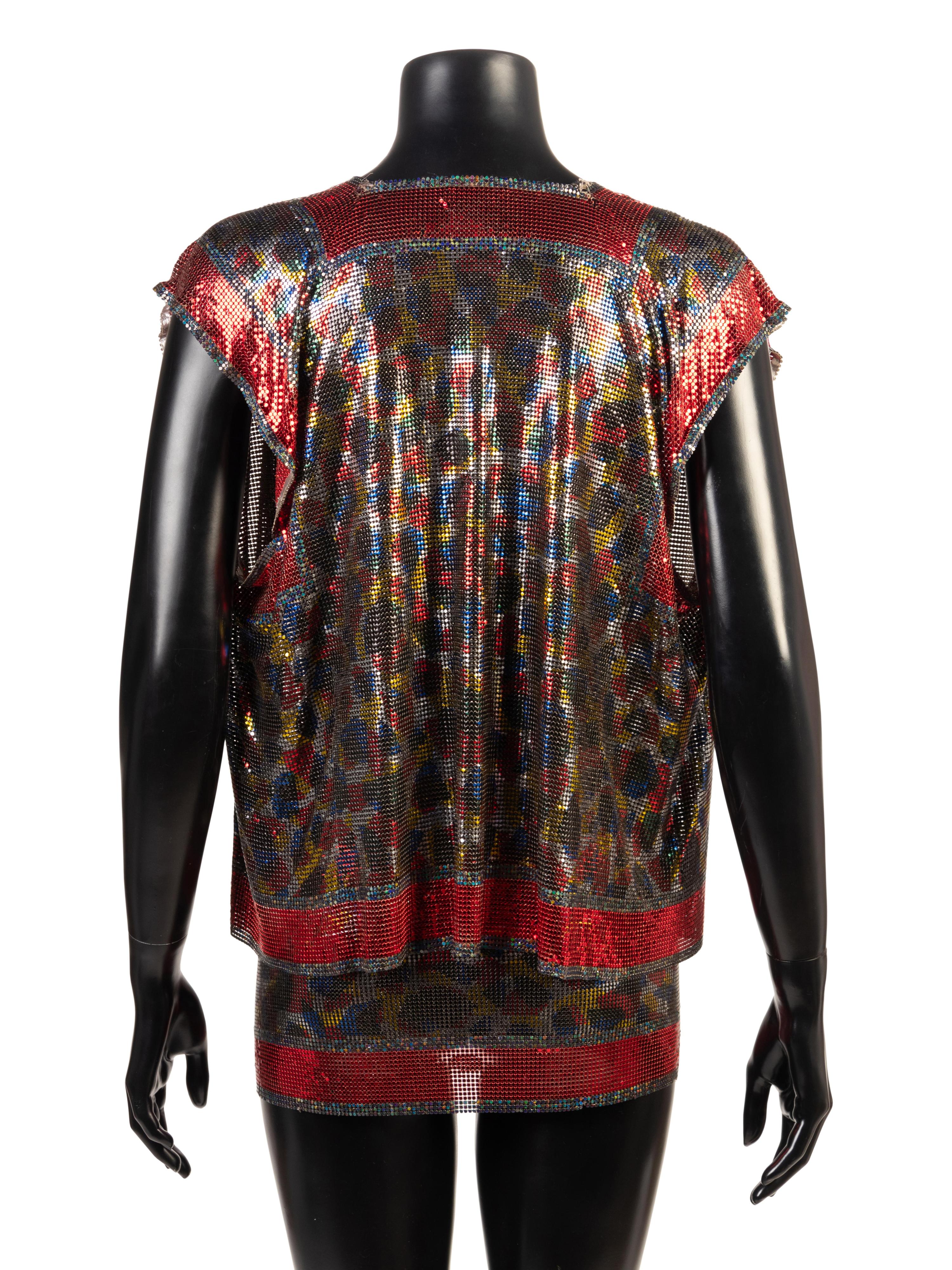 Paco Rabanne Printed Metal Vest and Belt, 1960-80s