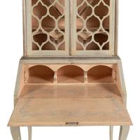 A Venetian Style Faux Marble Painted and Parcel Gilt Bureau Bookcase