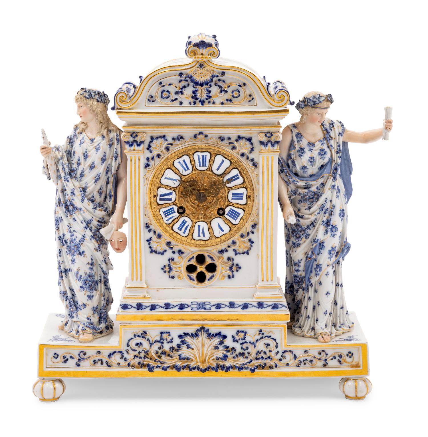 A Meissen Porcelain Mantel Clock
