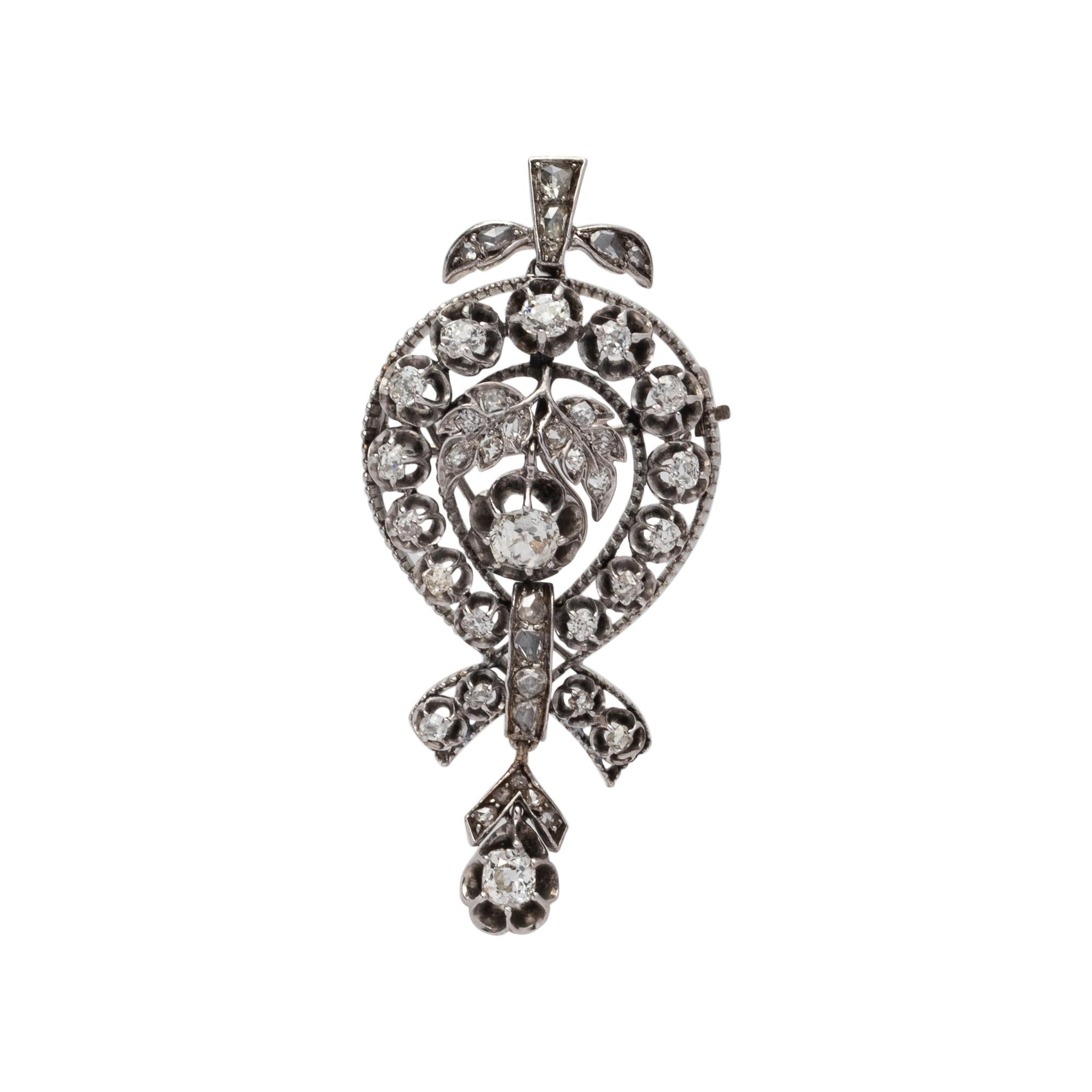 VICTORIAN, DIAMOND PENDANT/BROOCH NECKLACE