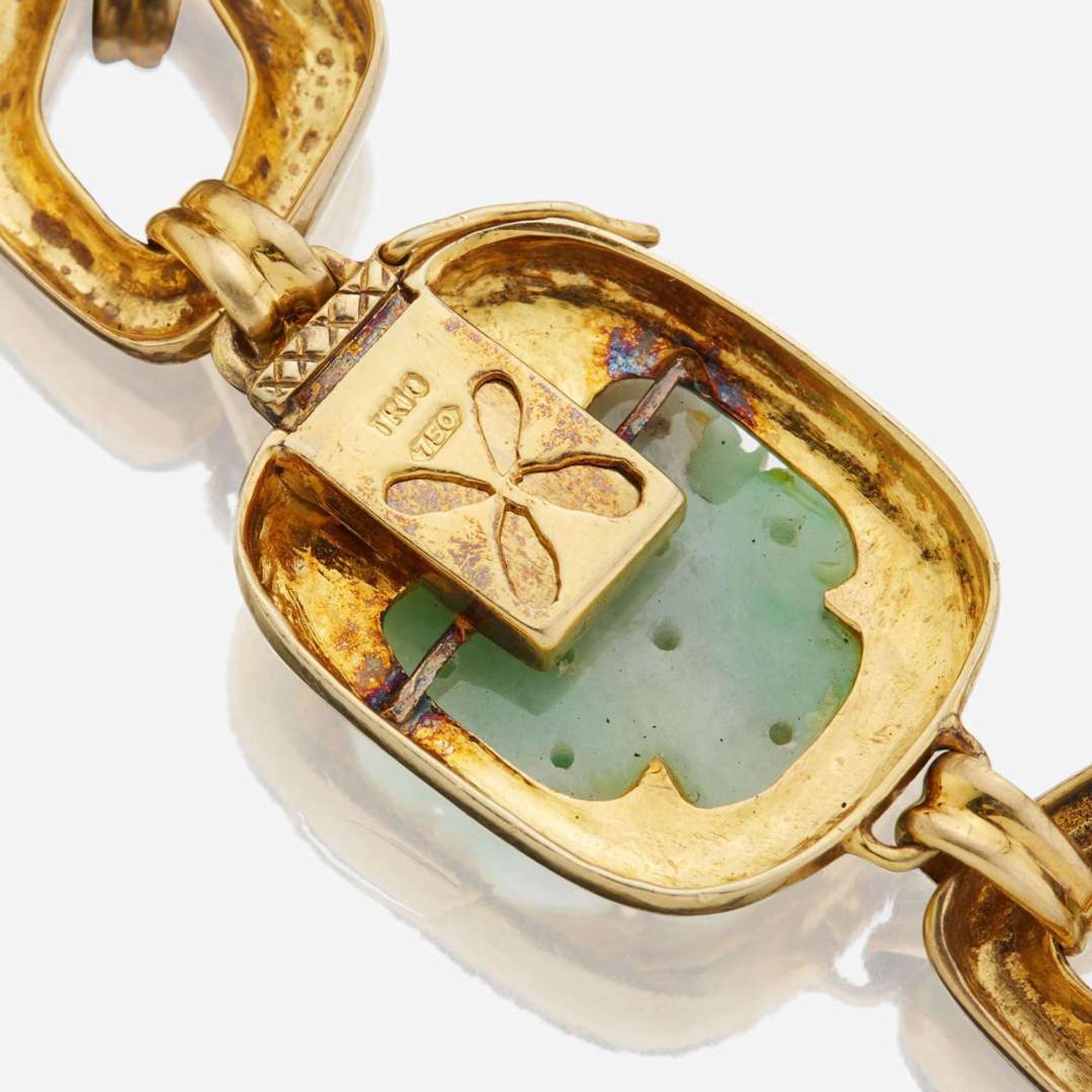 A gold and jade necklace