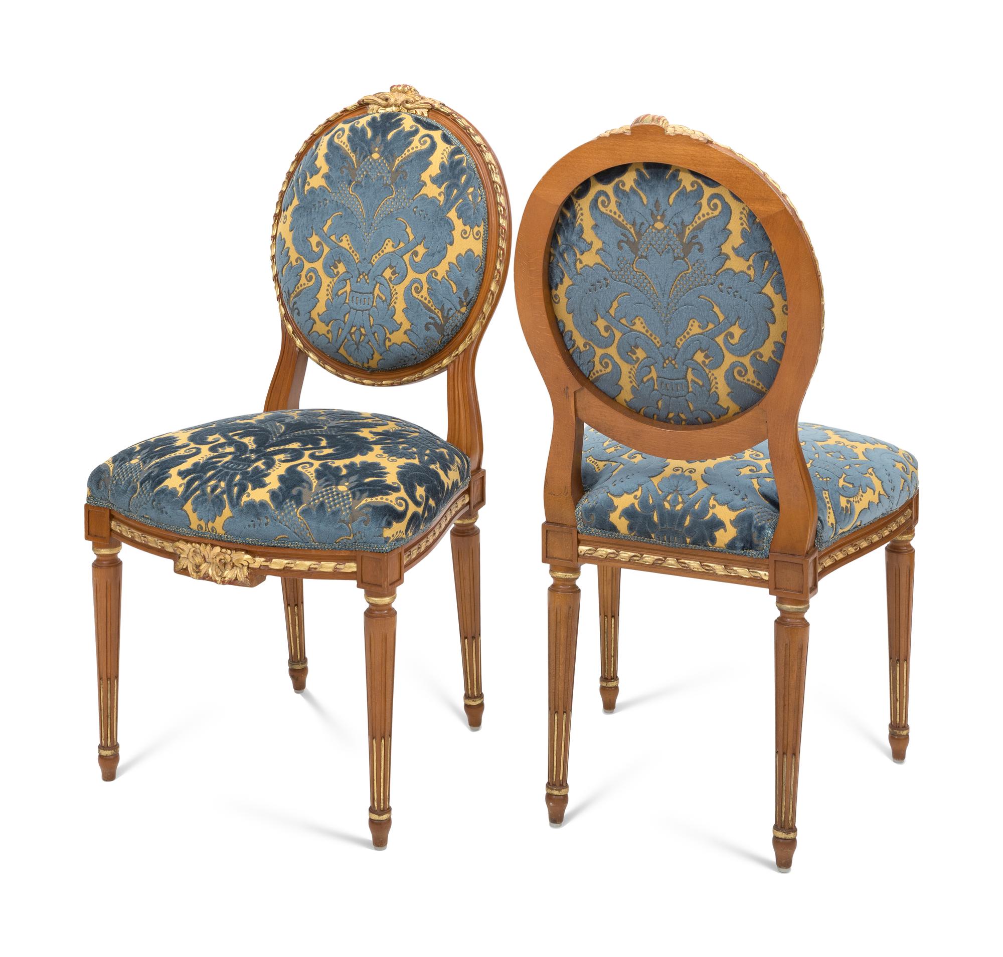 A Set of Three Italian Parcel Gilt Side Chairs