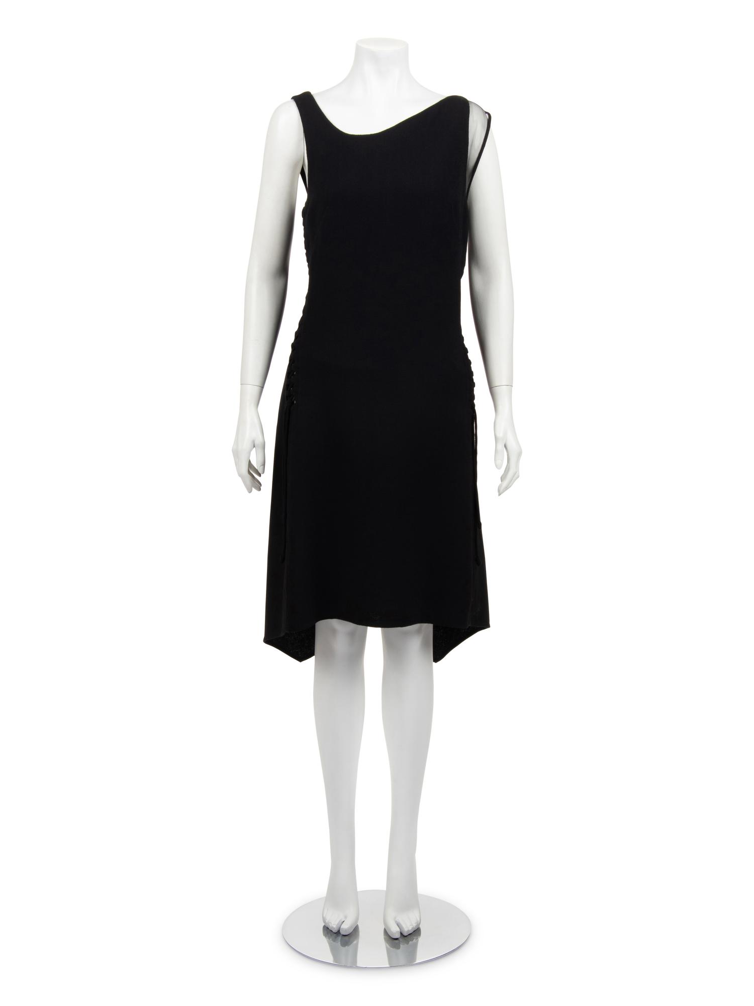 Ralph Rucci Wool Crepe Sleeveless Dress with Lace Up Details