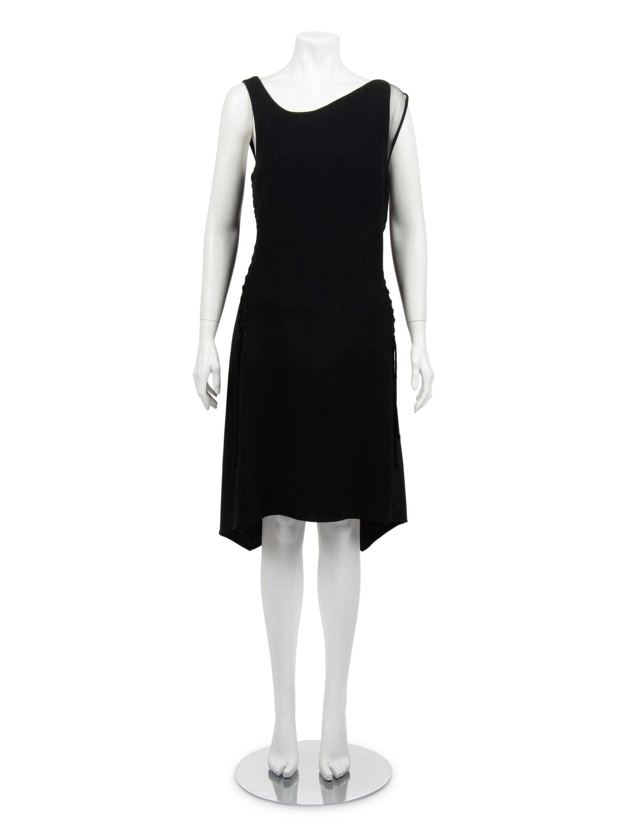 Ralph Rucci Wool Crepe Sleeveless Dress with Lace Up Details