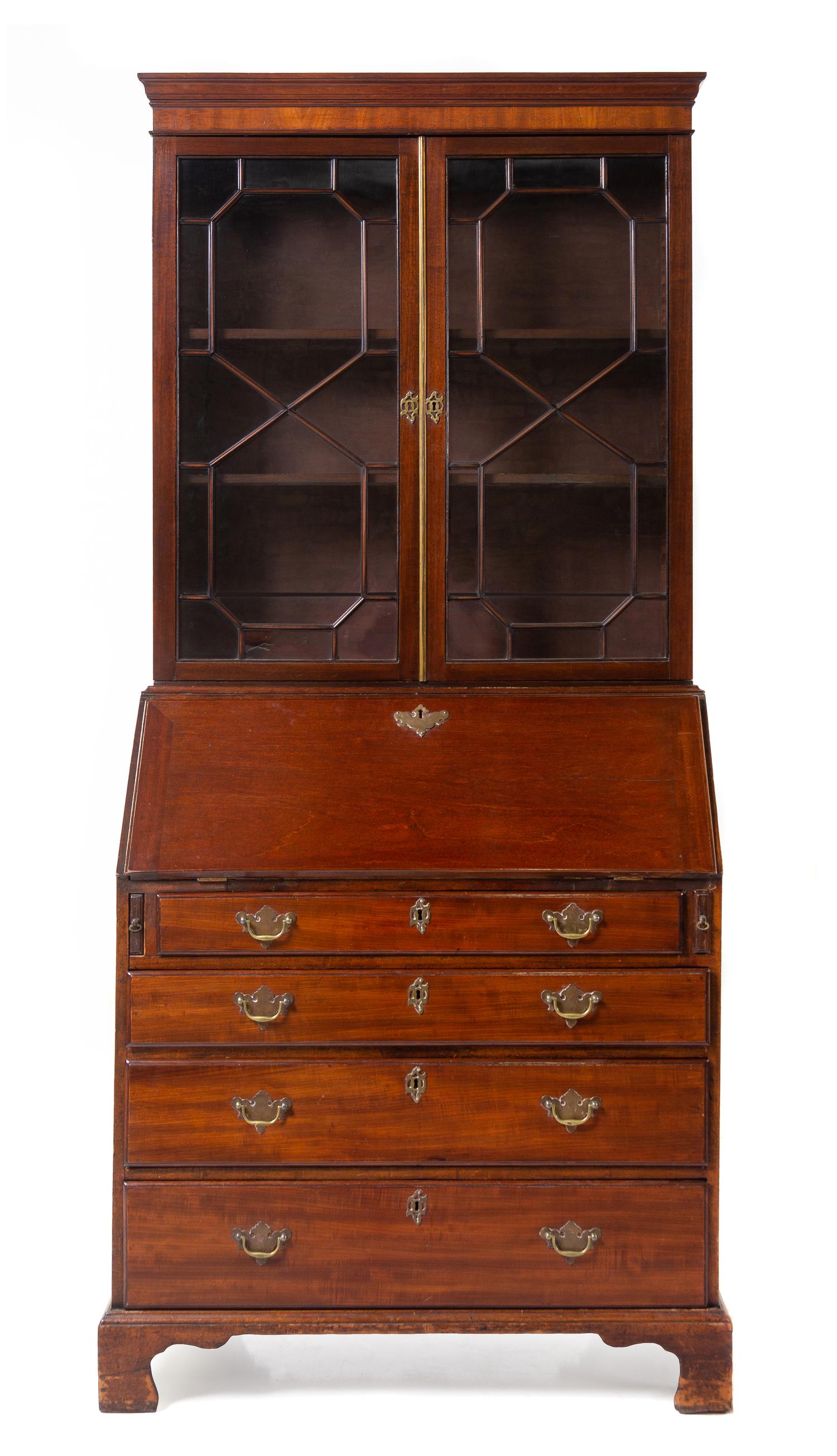 An English Mahogany Bureau Bookcase