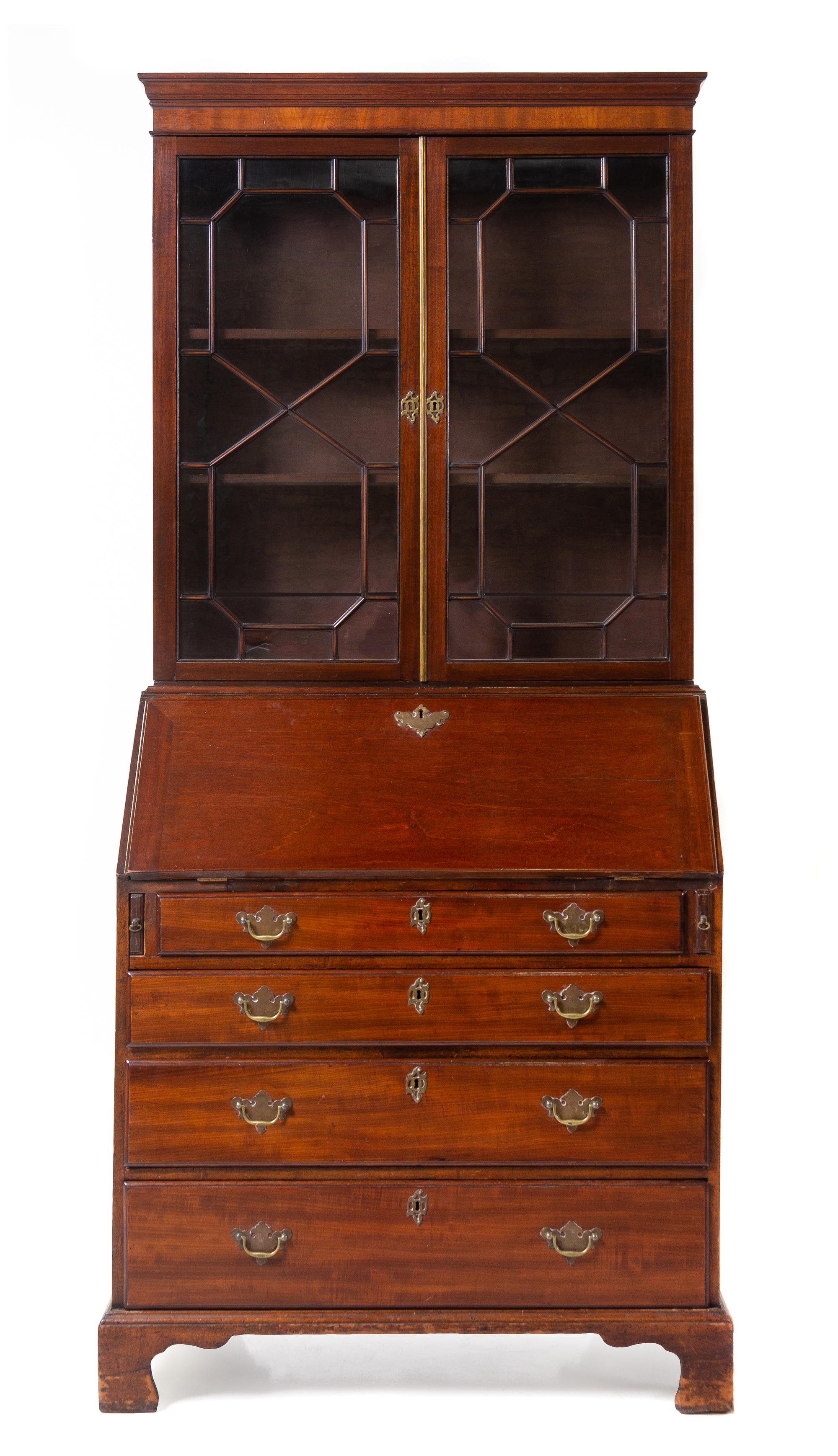 An English Mahogany Bureau Bookcase