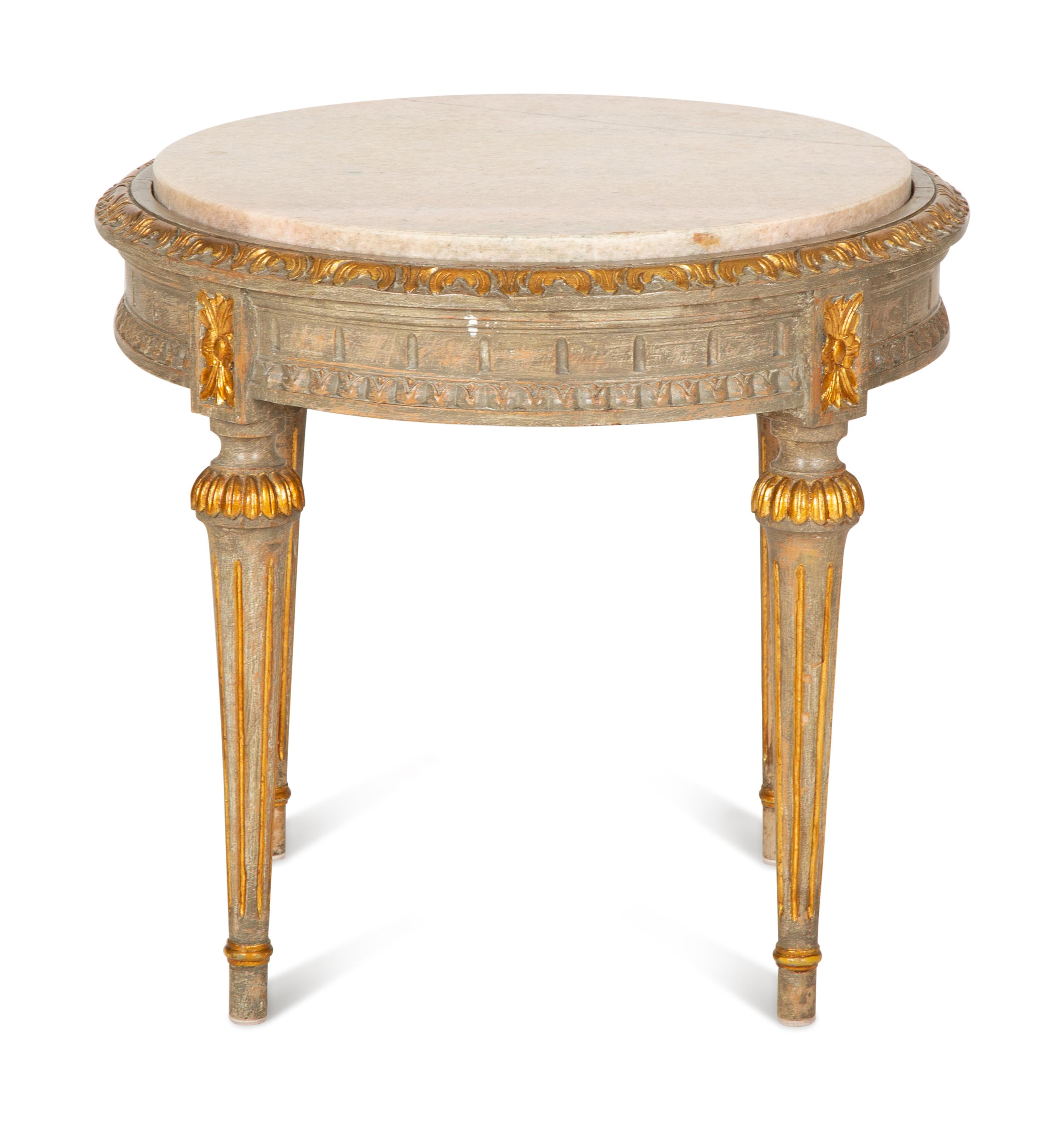 A Louis XVI Style Painted Stone-Top Occasional Table