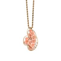 YELLOW GOLD, CORAL AND DIAMOND PENDANT/NECKLACE