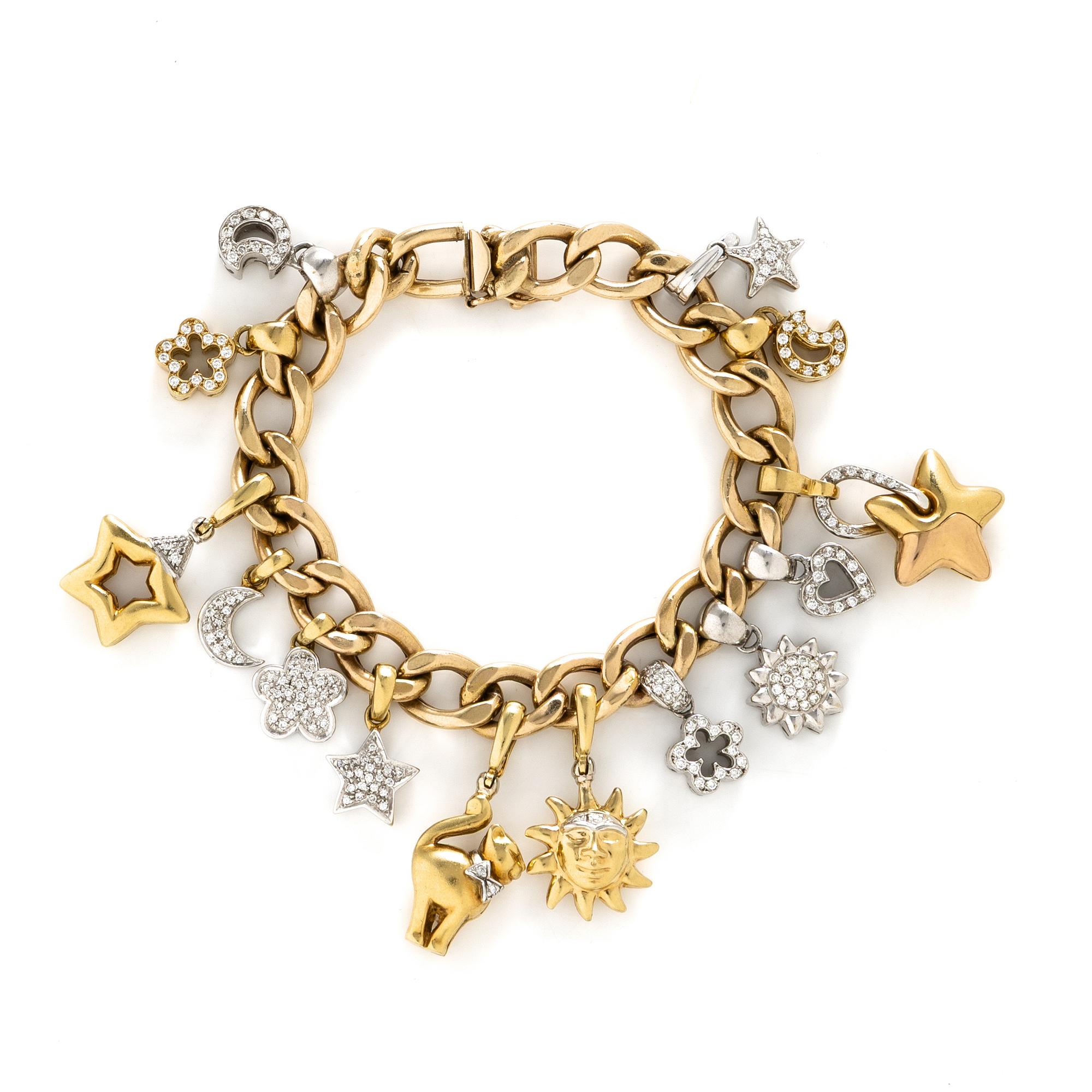 GOLD AND DIAMOND CHARM BRACELET