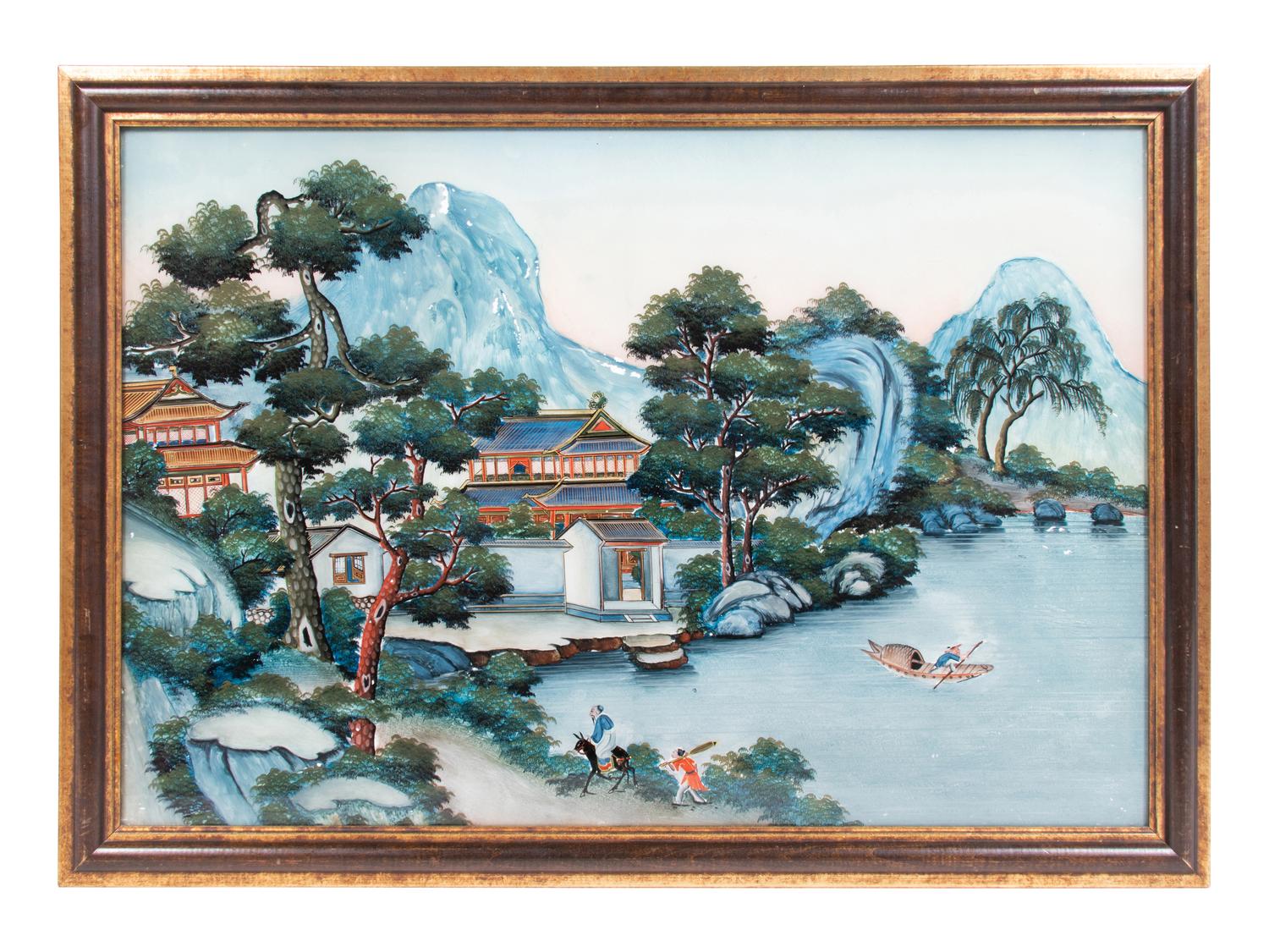 A Chinese Export Reverse Painted Glass Picture