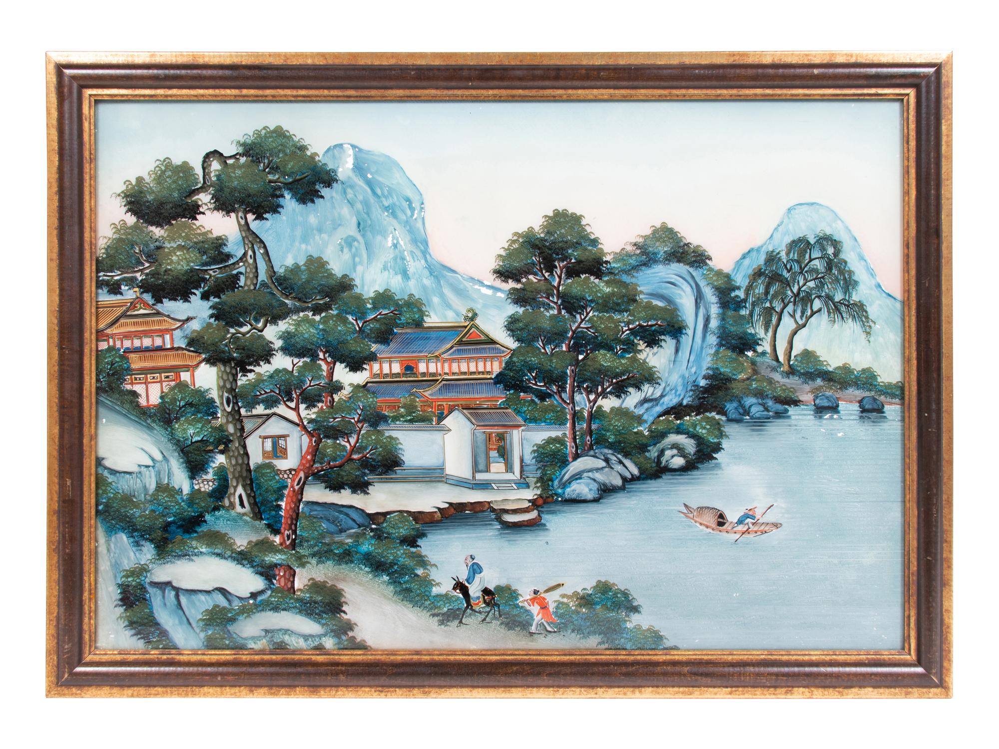 A Chinese Export Reverse Painted Glass Picture