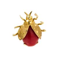 An 18 Karat Yellow Gold and Coral Bug Brooch, Italy, 2.40 dwts.