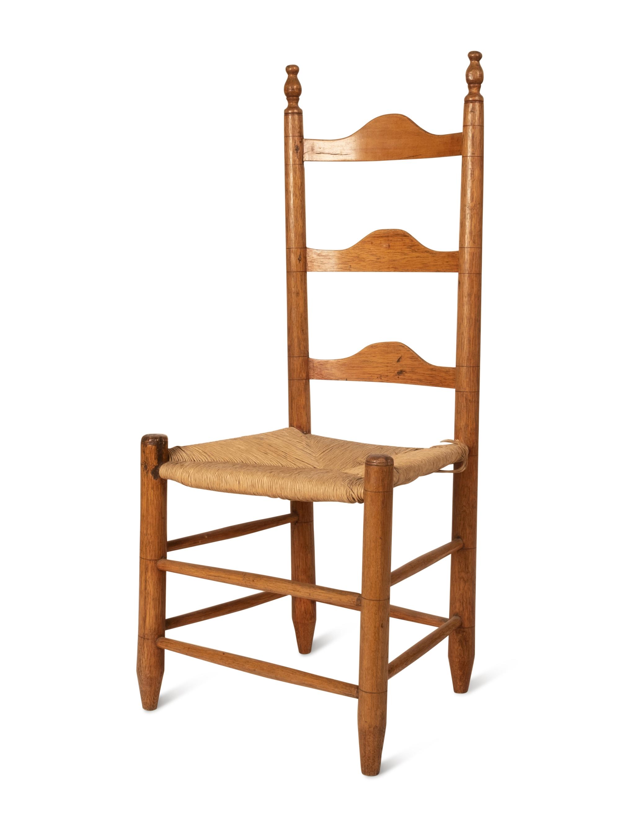 Two Pennsylvania Maple Ladderback Rush-Seat Side Chairs