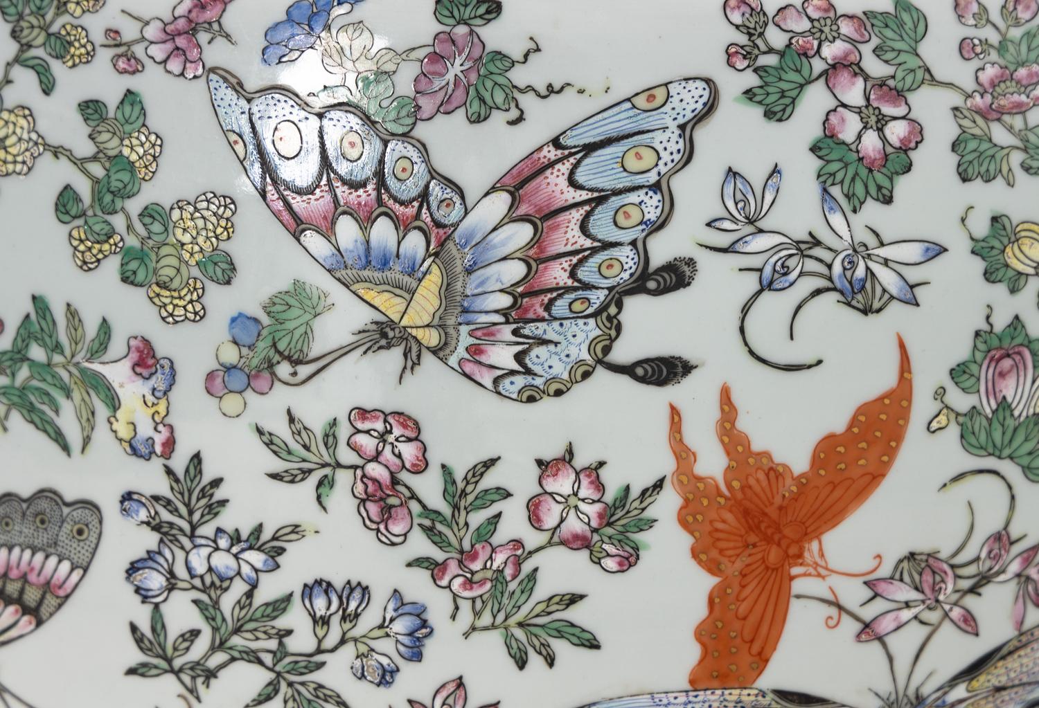 A Chinese Famille Rose Porcelain 'Butterfly' Fish Bowl