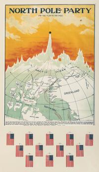 [FLAGS - POLAR EXPEDITIONS]. North Pole Party "Pin the Flag to the Pole." Children's game. Akron, OH: Saalfield Publishing Company, 1909.