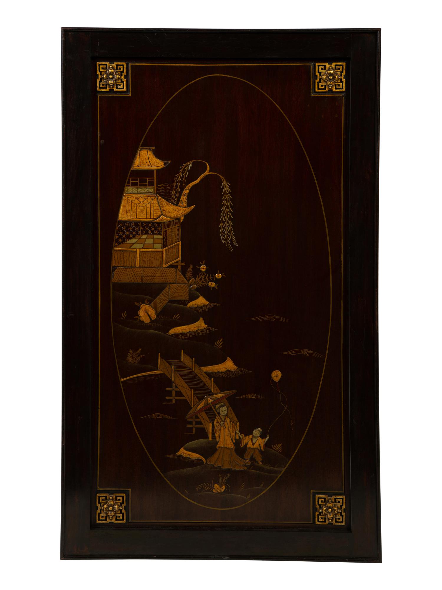 A Set of Six Chinoiserie Lacquered Panels — 19TH/20TH CENTURY