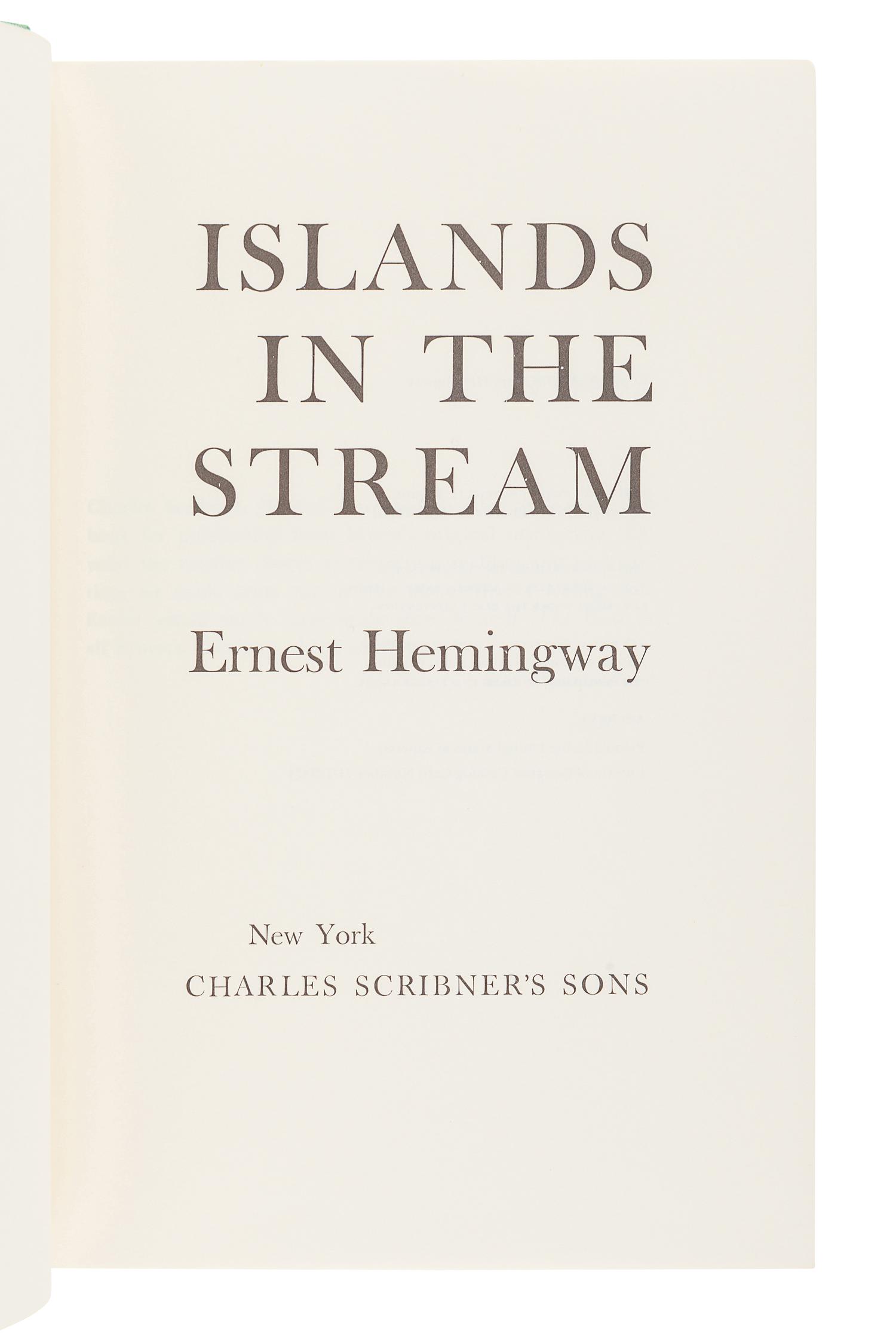 HEMINGWAY, Ernest. A group of 3 FIRST EDITIONS, comprising: