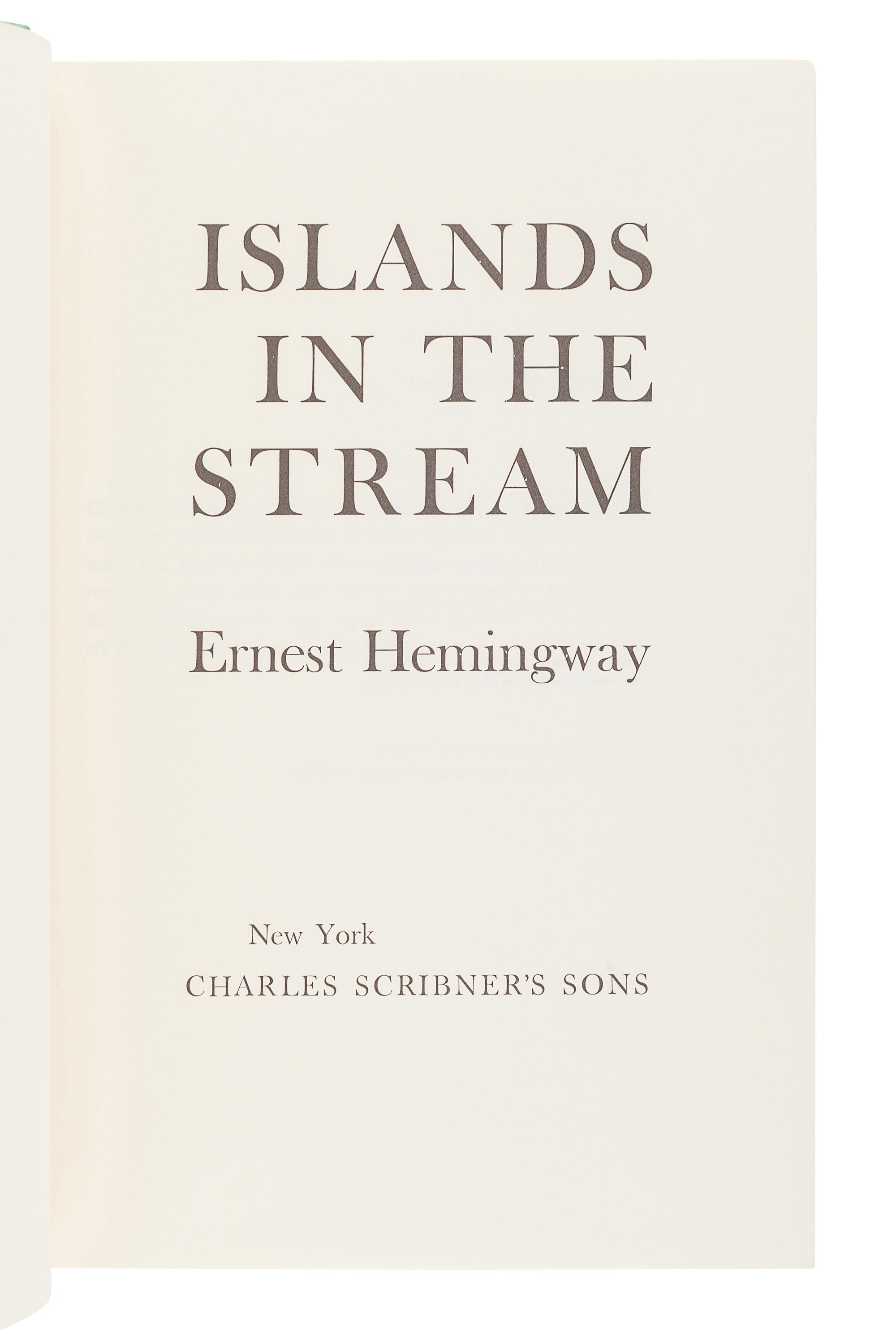HEMINGWAY, Ernest. A group of 3 FIRST EDITIONS, comprising: